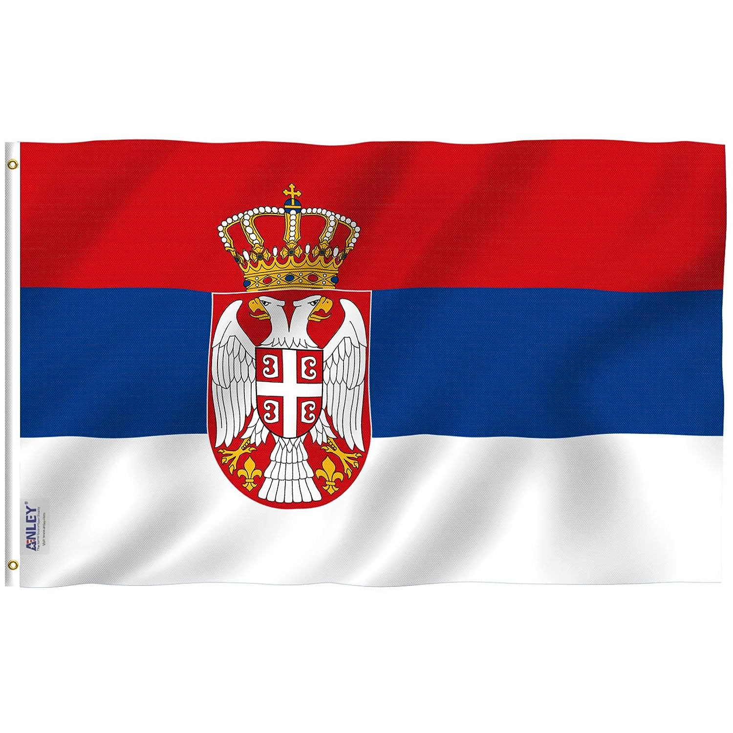 ANLEY Fly Breeze 3X5 Feet Serbia Flag - Vivid Color and Fade Proof - Canvas Header and Double Stitched - Serbian Flags Polyester with Brass Grommets 3 X 5 Ft image number 3