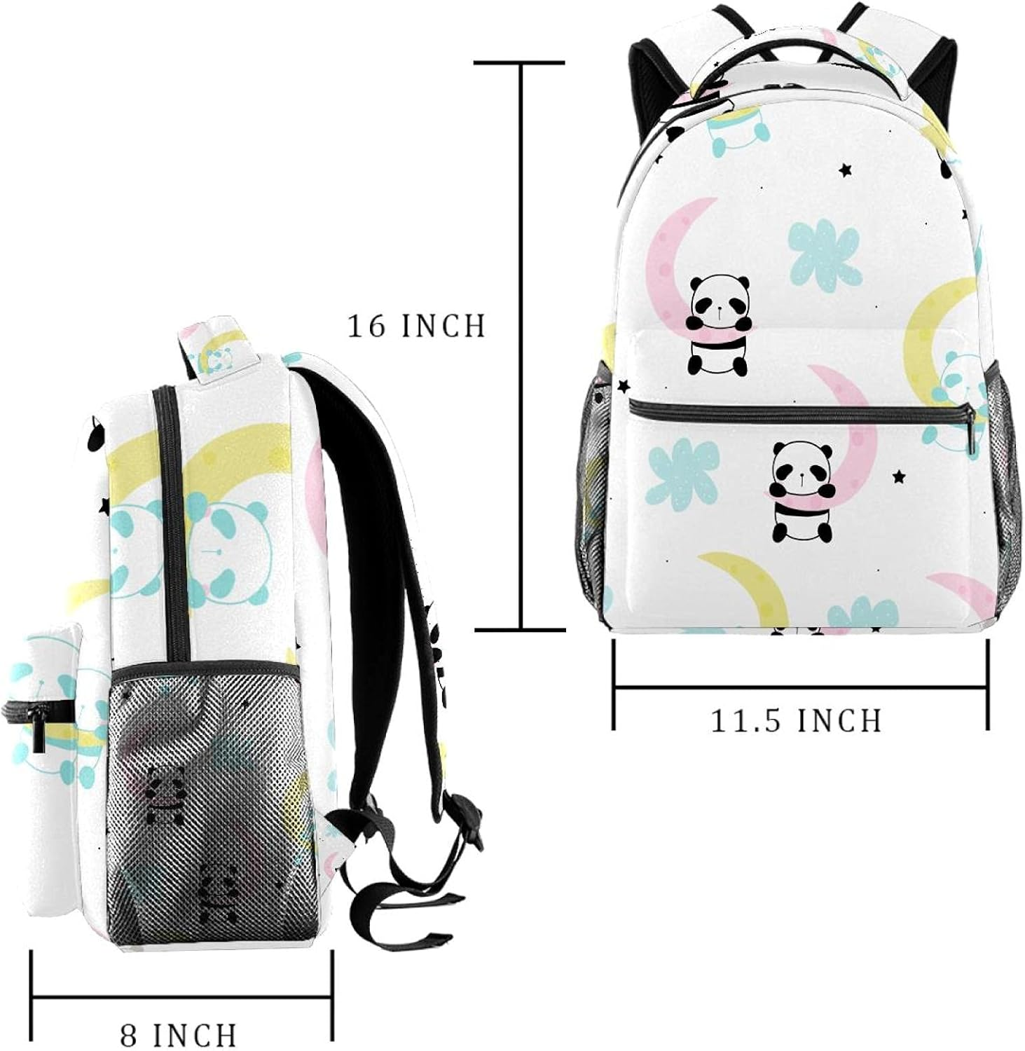 Cute Little Panda Sleep on the Moon Backpack Students Shoulder Bags Travel Bag College School Tote Backpacks image number 2