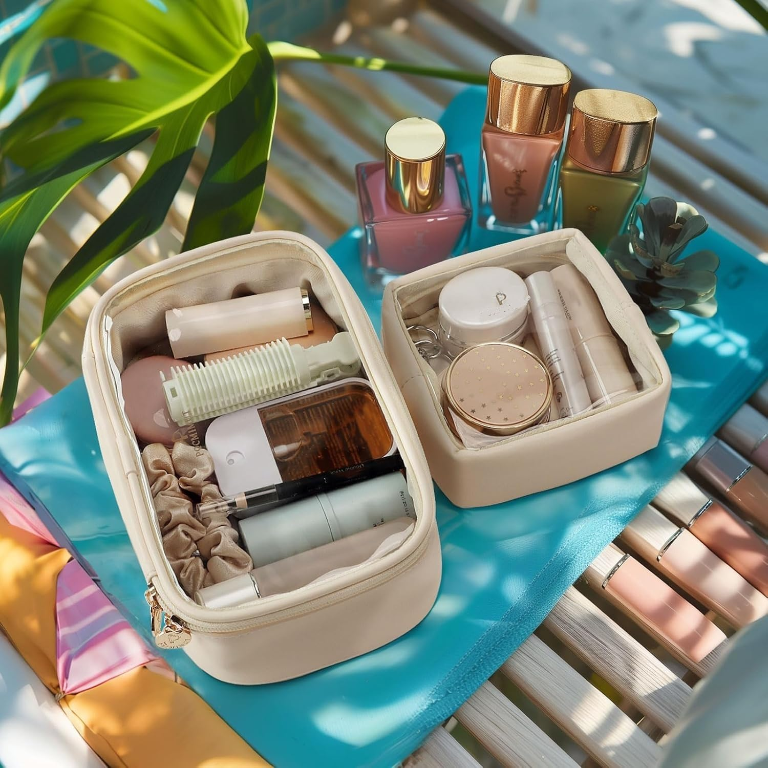 Makeup Bag,Graduation Teacher Birthday,Small Makeup Bag Travel Toiletry Bag Souvenir Idea for Mom Teacher Sister Friends Girlfriend Bridesmaid (Beige, 4.92 * 4.92 * 1.77In) image number 3