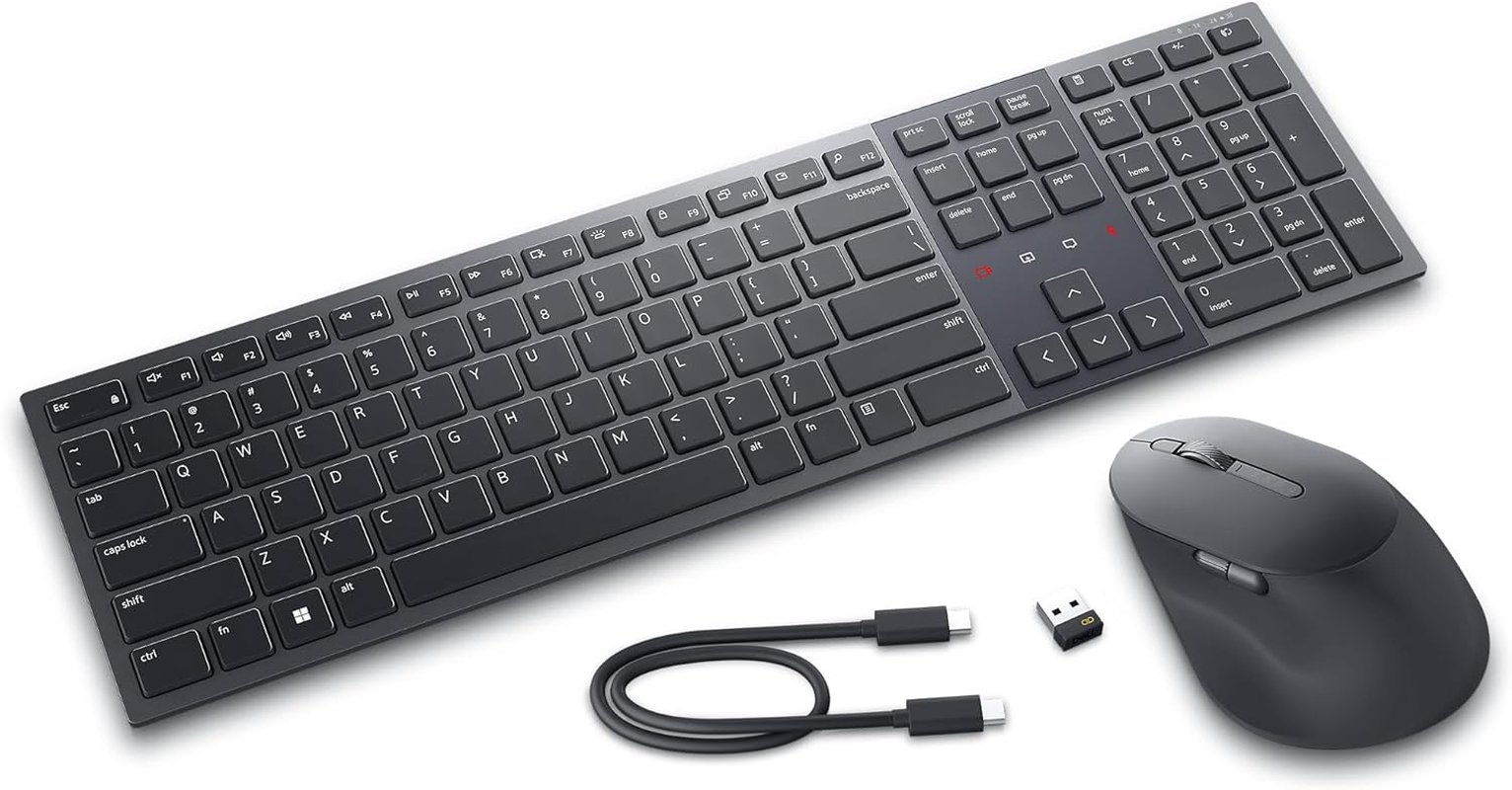 Dell KM900 Premier Collaboration Keyboard and Mouse - Graphite, Bluetooth 5.1, 2.4Ghz