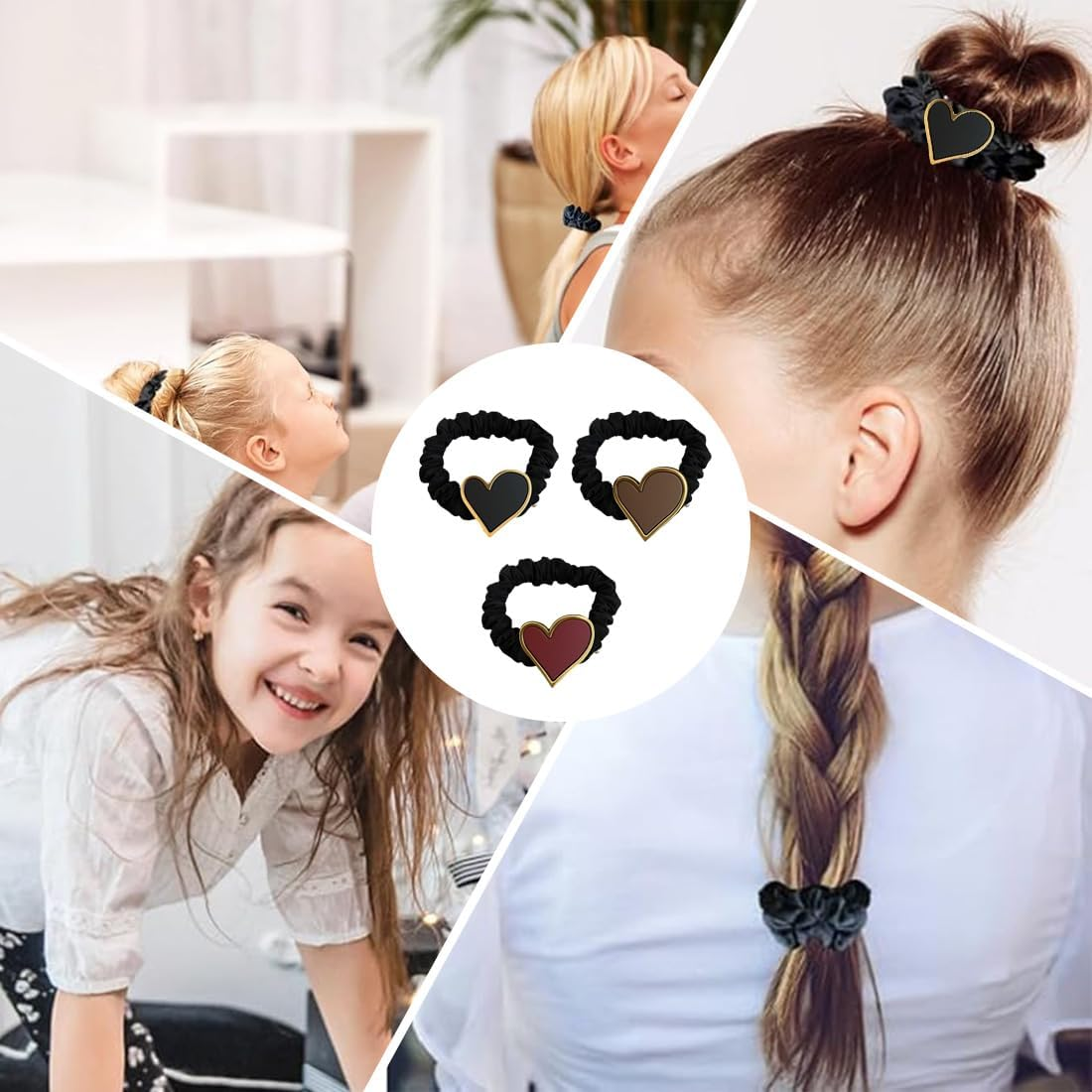 Pack of 3 Women'S Hair Bobbles and Hair Bobbles for Fine and Long Hair - Durable and Robust Children'S Hair Rings with Elastic Band, Hair Bobbles for Women and Girls Silk Scrunchies image number 5