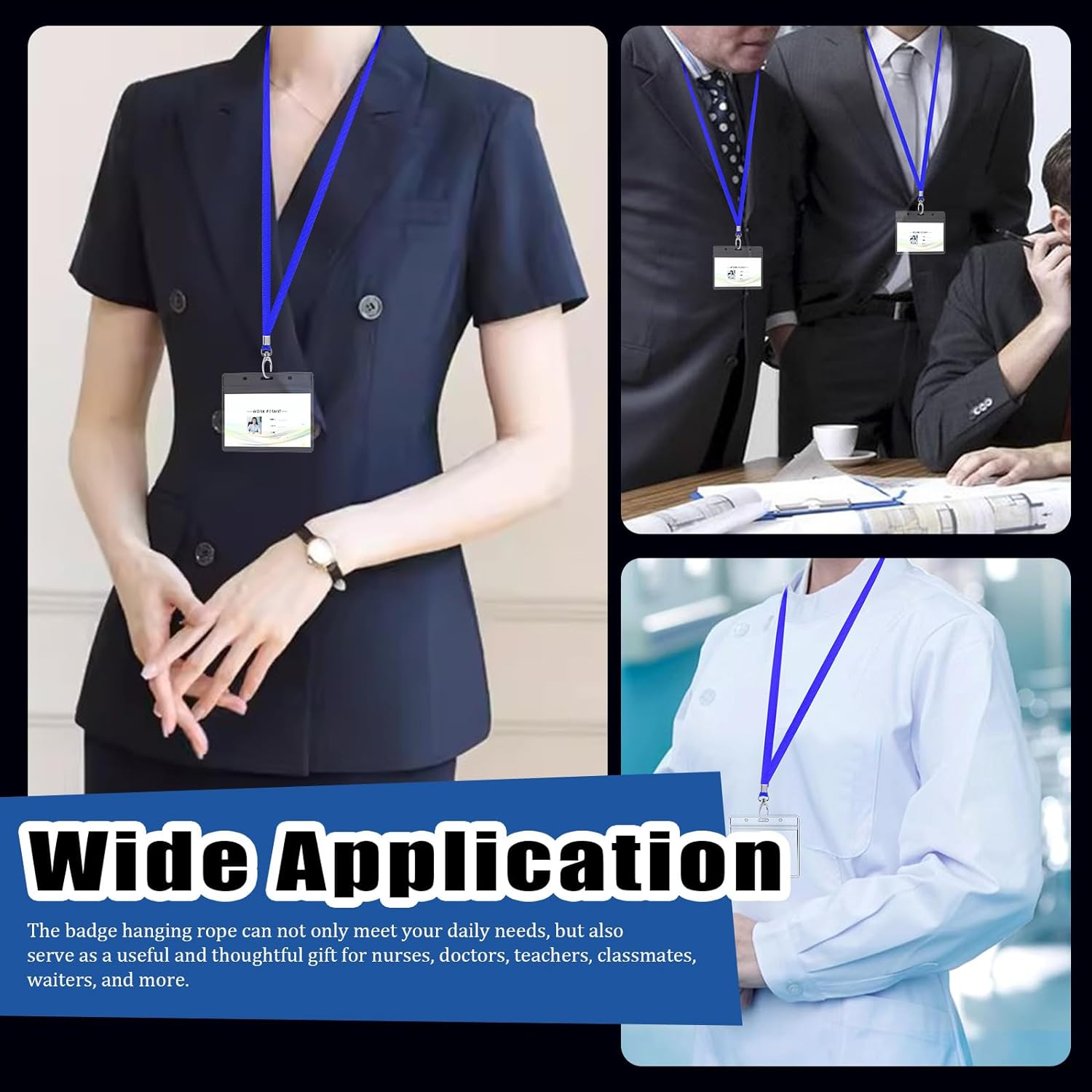 Glarks 50Pcs Lanyards Bulk Purple Lanyard Flat Nylon Clip Swivel Hooks ID Badges Lanyard with Clip for Office ID Badges Key Chains - Blue image number 2