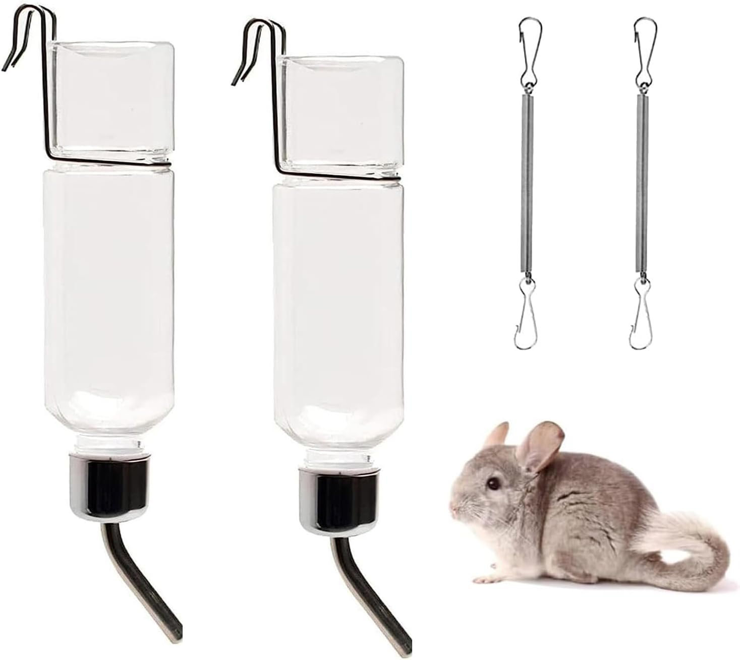 Lxcshljx 2Pcs Pet Cage Water Bottle No Drip, Small Animal Drinking Bottles, Parrot Water Feeder, Hanging Automatic Water Feeding Bottle, Water Dispenser Bottle for Rabbit Guinea Pig Squirrel Hamster image number 3