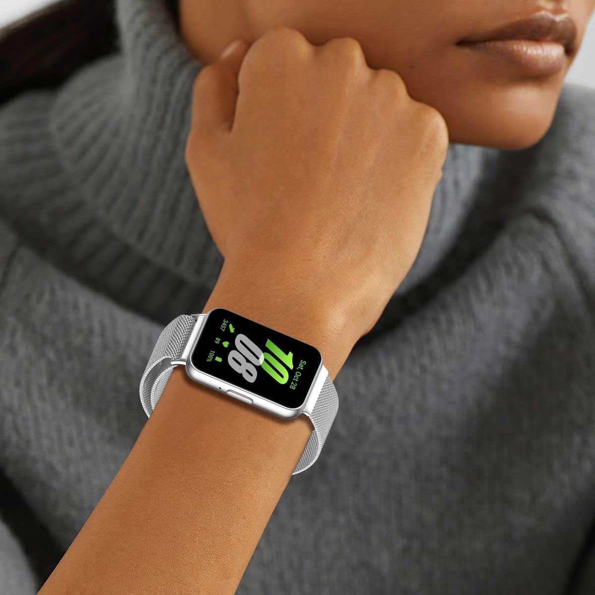 T Tersely Mesh Metal Band for Samsung Galaxy Fit 3, Stainless Steel Strap for Women Men image number 1