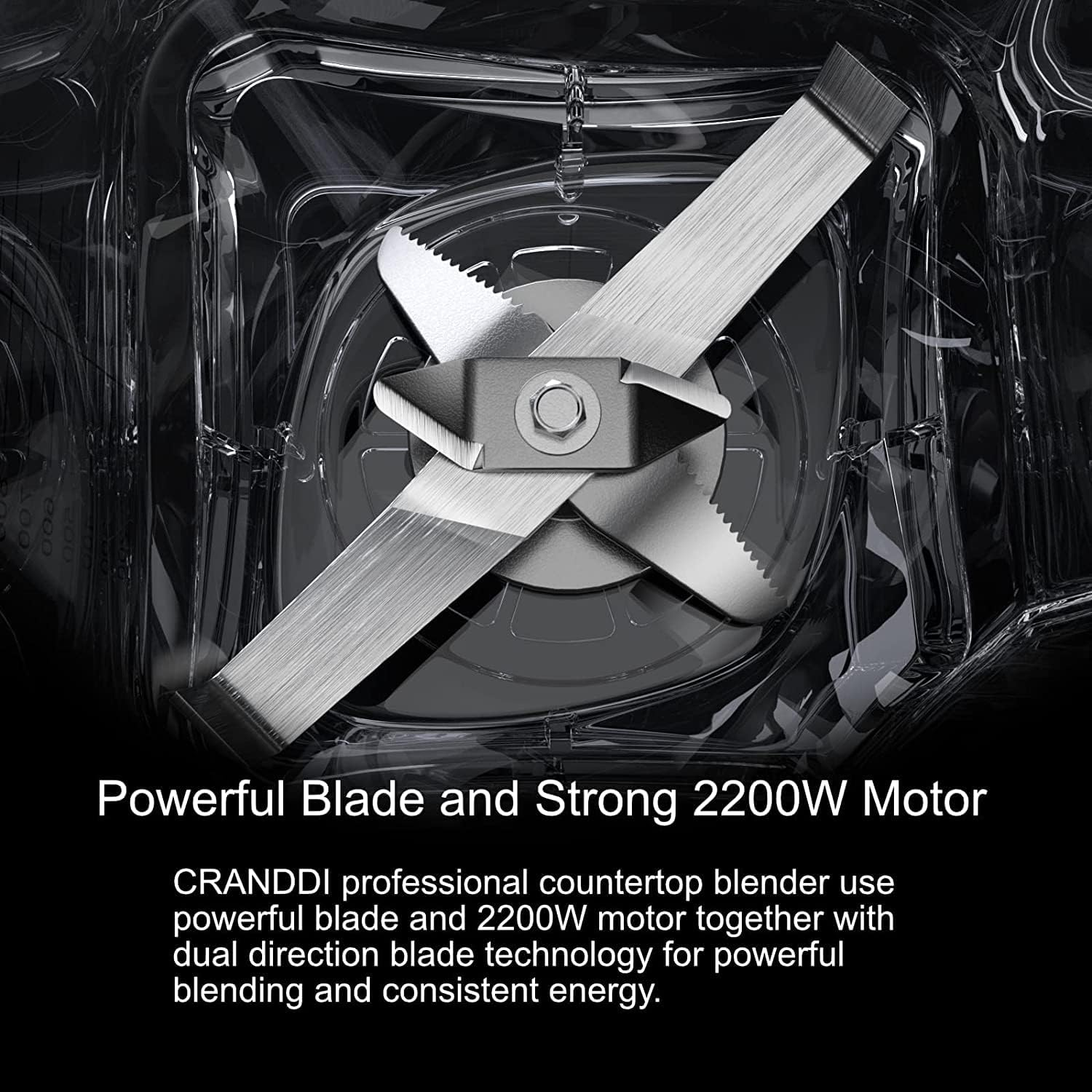 CRANDDI Professional Smoothie Blender, 2200W Commercial Soundproof Quiet Blender with Removable Soundproof Shield for Crushing Ice, Milkshakes, Puree, Self-Cleaning, 1500ML 220V K80 (Black) image number 1