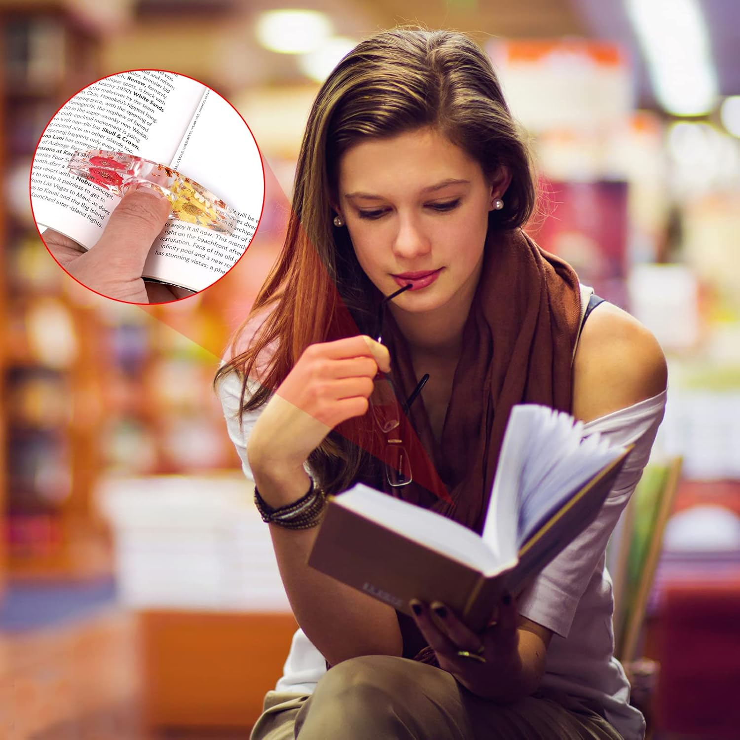 Prasacco 2 Pieces Book Page Holder, Dried Flower Book Holders for Reading Thumb Ring Page Holder Flower Bookmark Reading Accessories for Readers Books Lovers Bookworm Bookmarks (3 PCS Style 2) - 2Pcs Style5 image number 7