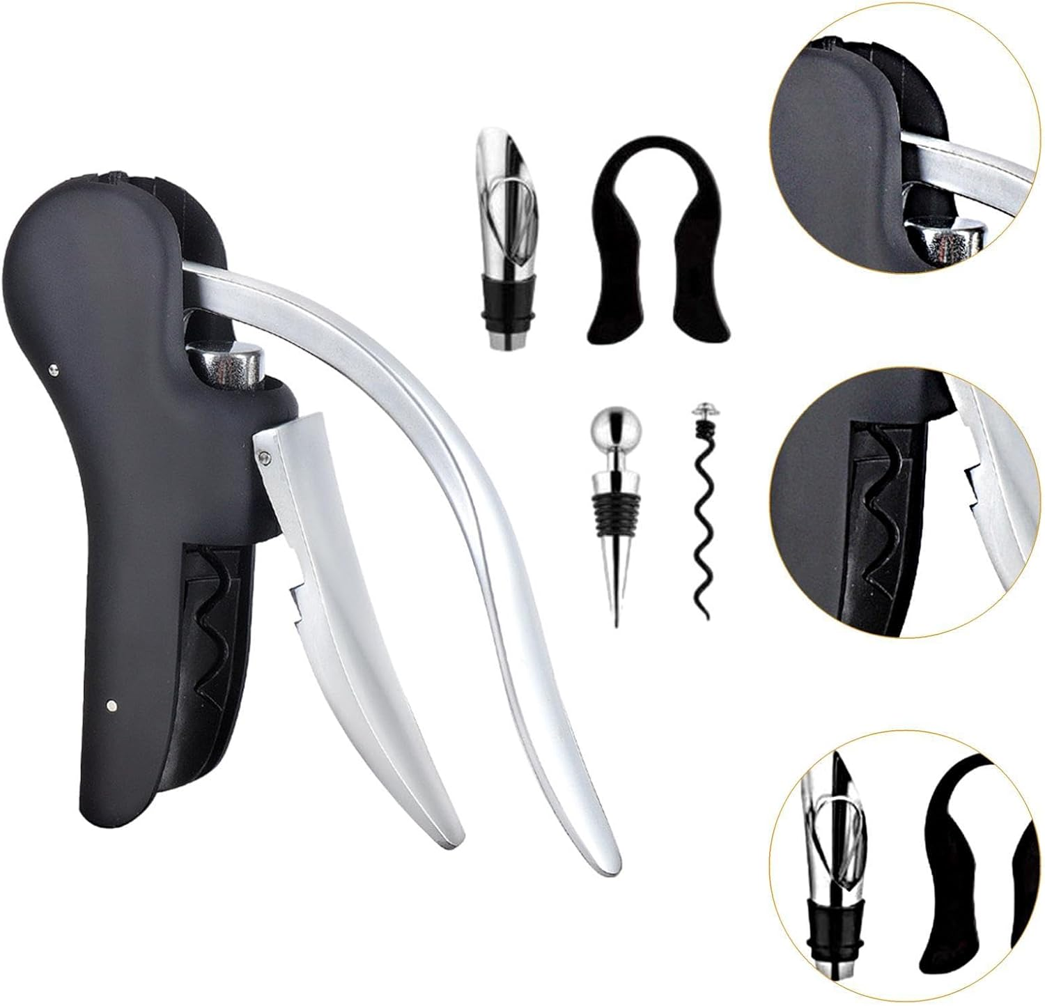 Yajuyi Vertical Lever Bottle Opener for Professional Use in Cafe and Home, Black 5 Pieces image number 1