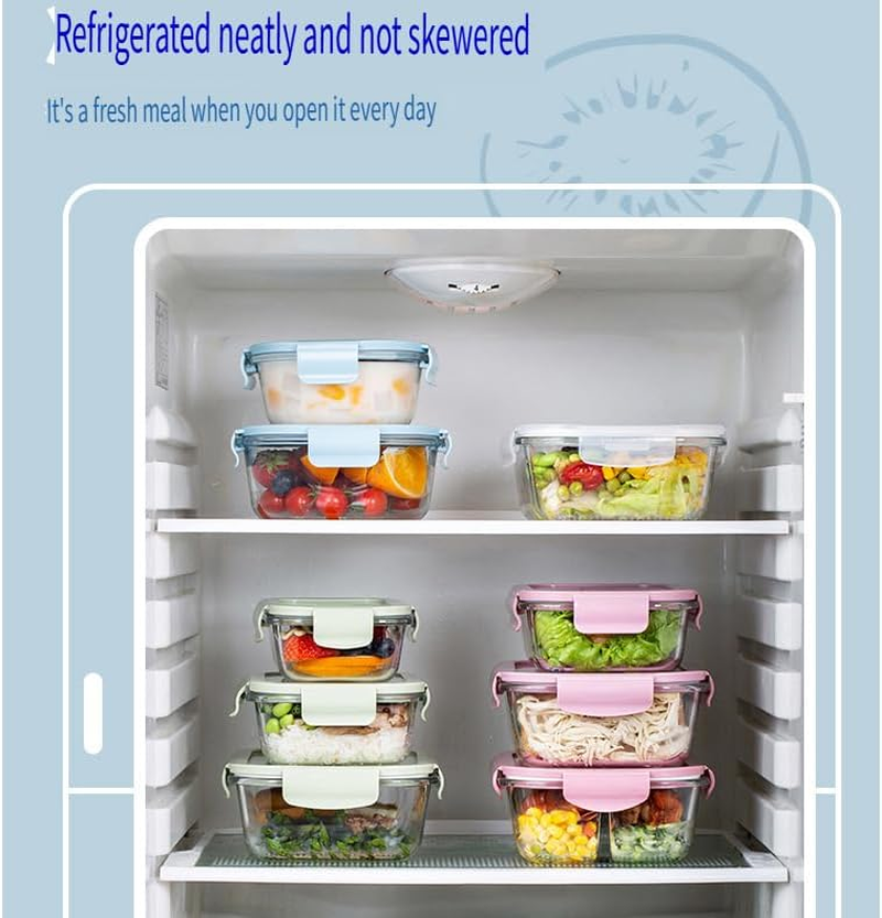 Square Glass Food Storage Containers, 4 Pack 23Oz/0.68L Glass Meal Organizers with Airtight Lids, for Lunch Sandwich Fruit Snack, Dishwasher Microwave Freezer Safe (Green and Pink) - Green image number 7