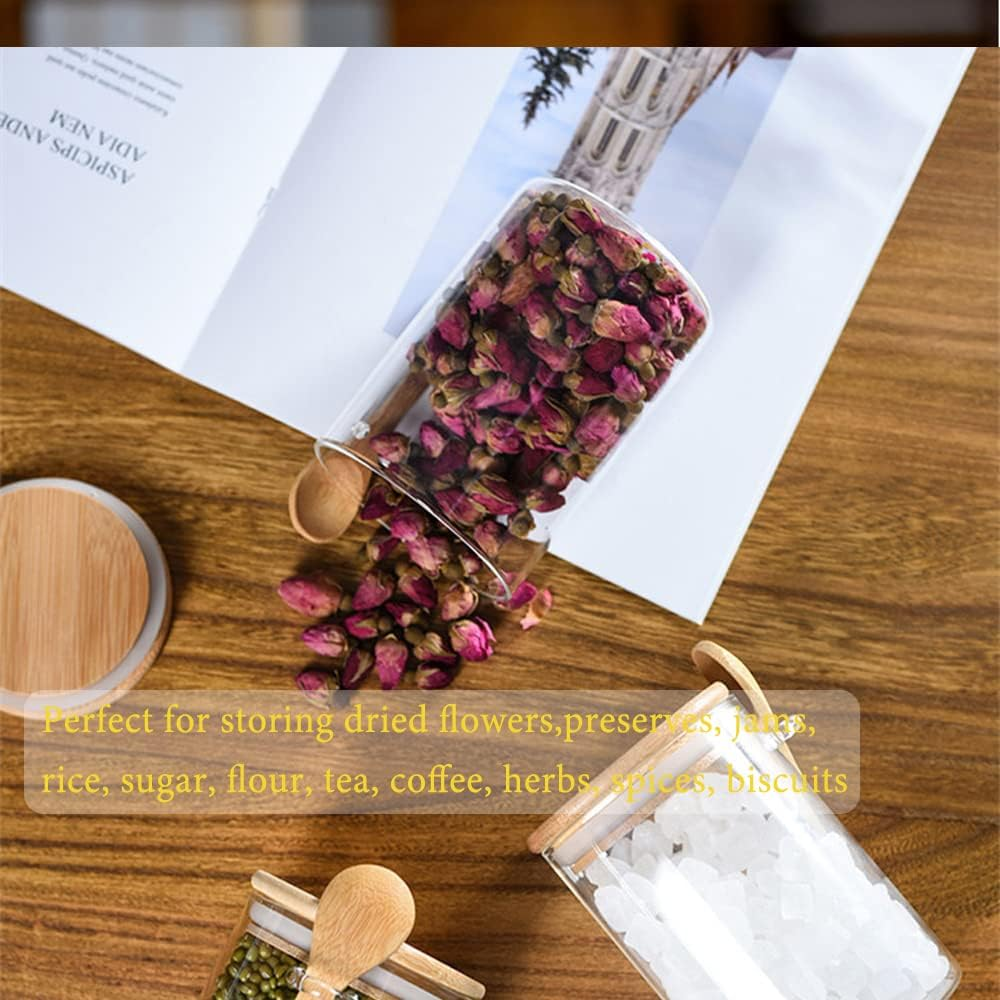 Glass Jars with Airtight Lid and Spoon, Glass Food Storage Jars Containers, Overnight Oats Containers with Lids, Decorative Kitchen Jars for Coffee/Tea/Sugar/Spice, Bath Salt Containers 750ML 1PCS image number 2
