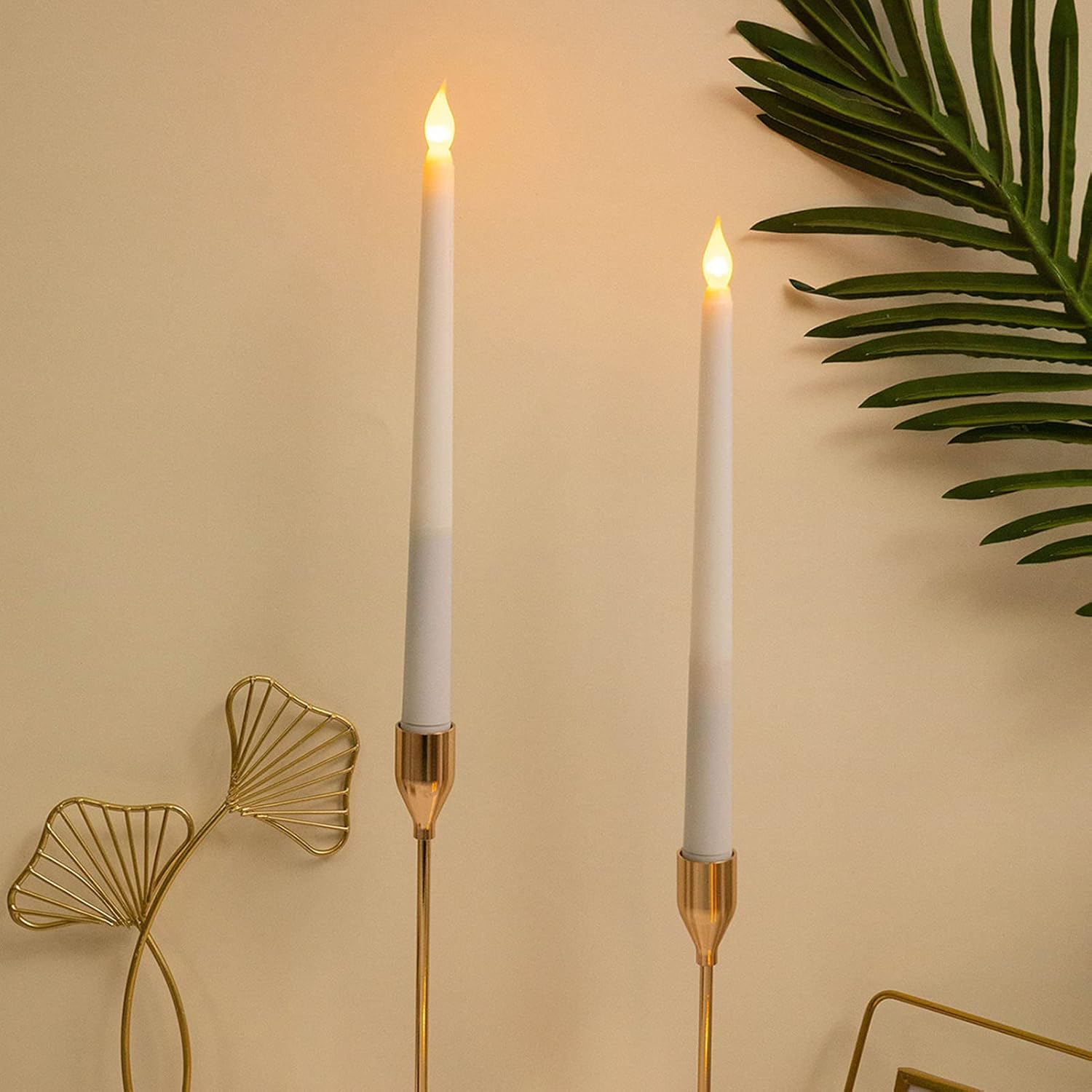 LED Taper Candles Flameless Safe Light Decoration 4, Smoke Continuous Lighting for Parties (White) image number 4