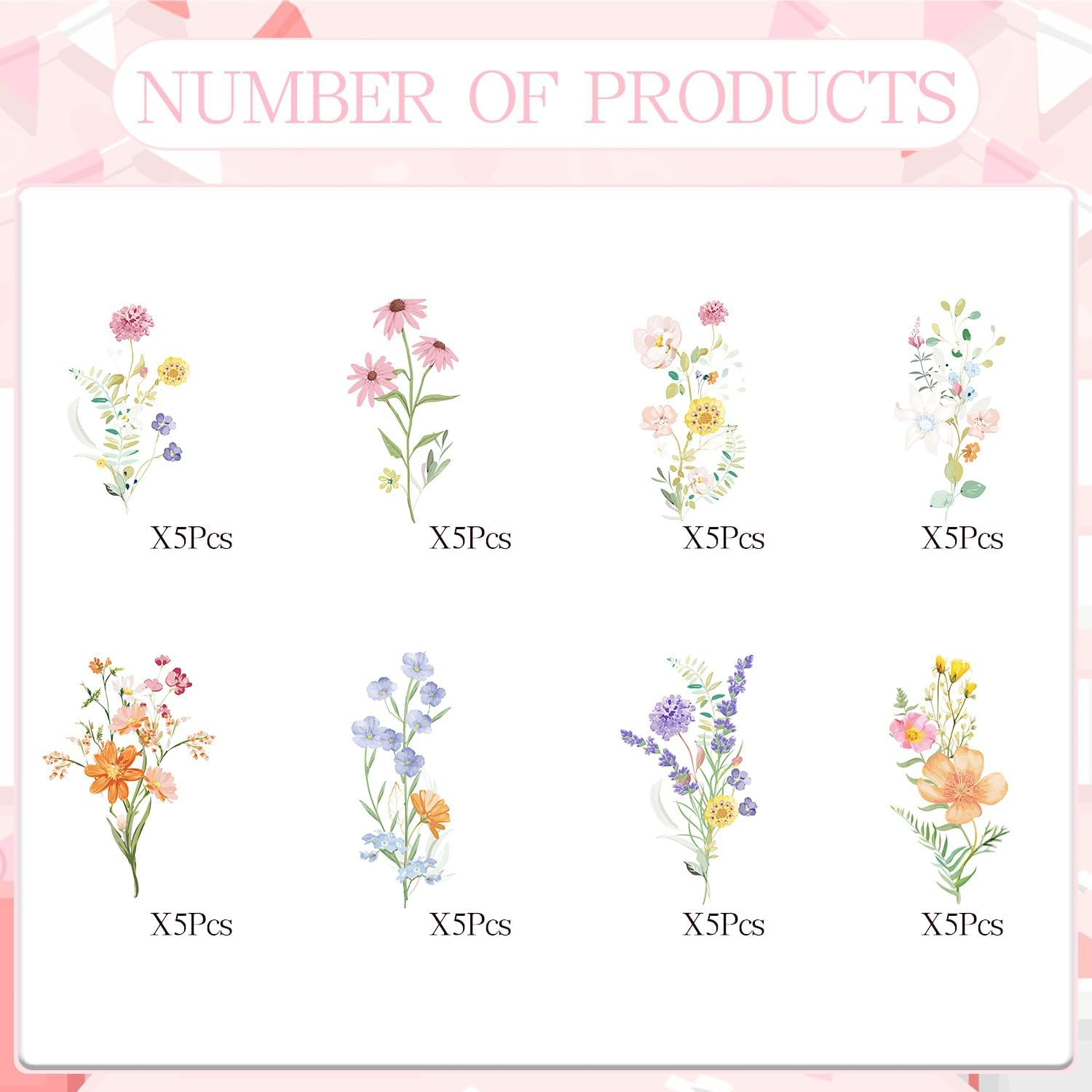 Rngmsi Wildflower Birthday Party Decorations - 40PCS Floral Cupcake Toppers Baby in Bloom Baby Shower Cake Decorations Wildflower Baby Shower Decorations Flower Birthday Cupcake Toppers Girls image number 1