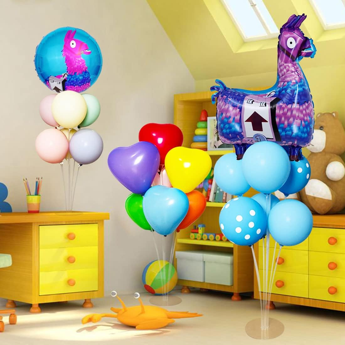 Video Game Party Balloons and Banner Set (Pack of 10) - Blue, Purple Star Foil & Paper Balloons - Gamepad, Alpaca & Star Shapes - Reusable - Perfect for Kids' Birthday Parties image number 4