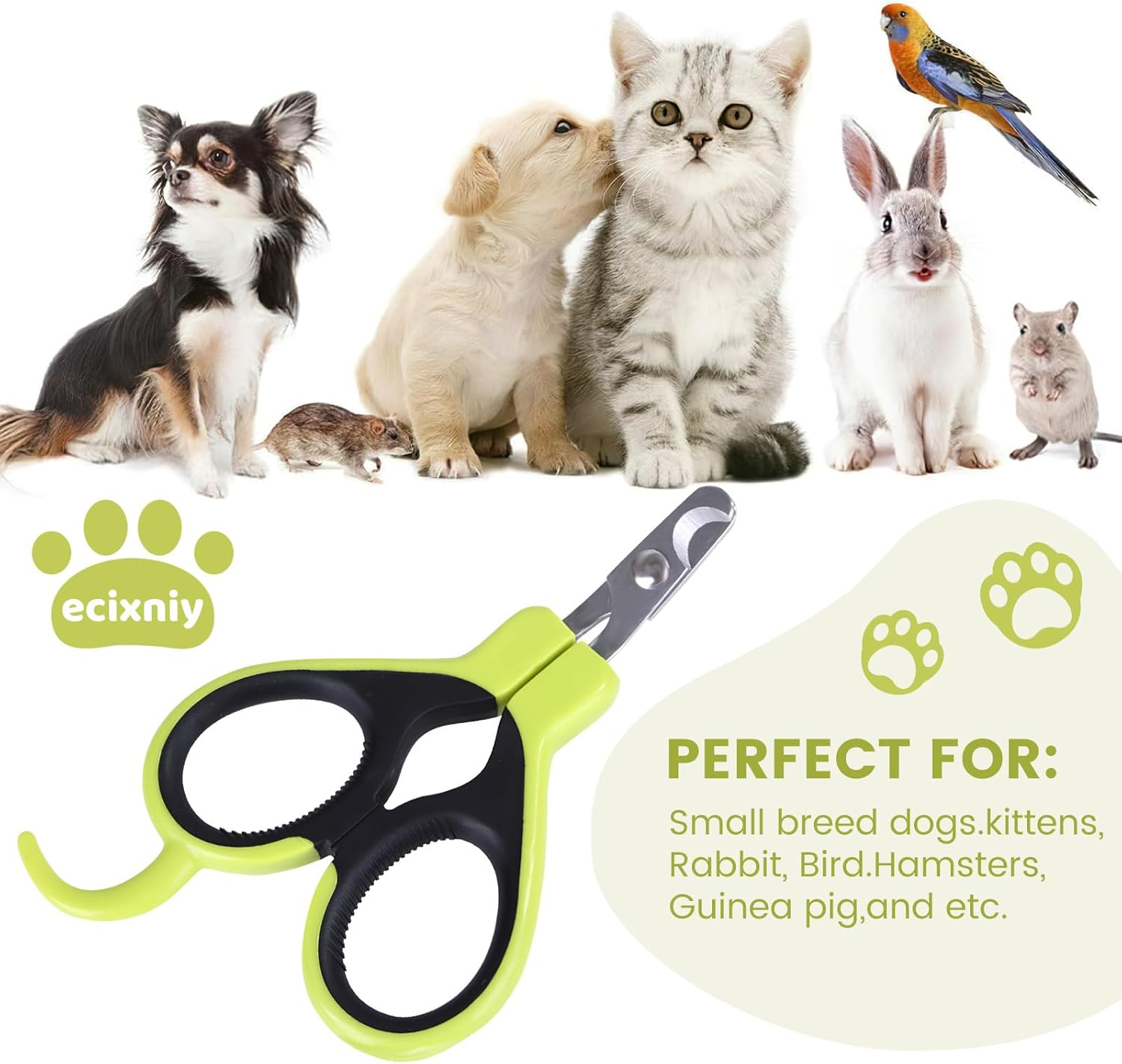 【Ecixniy】Premium Ergonomic Pet Nail Clippers for Cats, Dogs and Small Animals - Anti-Slip Sharp & Safe Design for Claw Trimming (Pink) image number 2