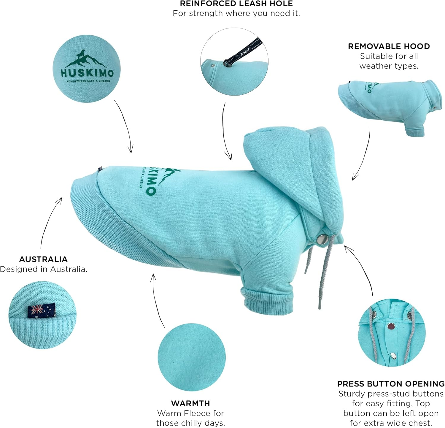 Huskimo Hartz Peak Dog Hoodie, Lagoon, 27Cm image number 4