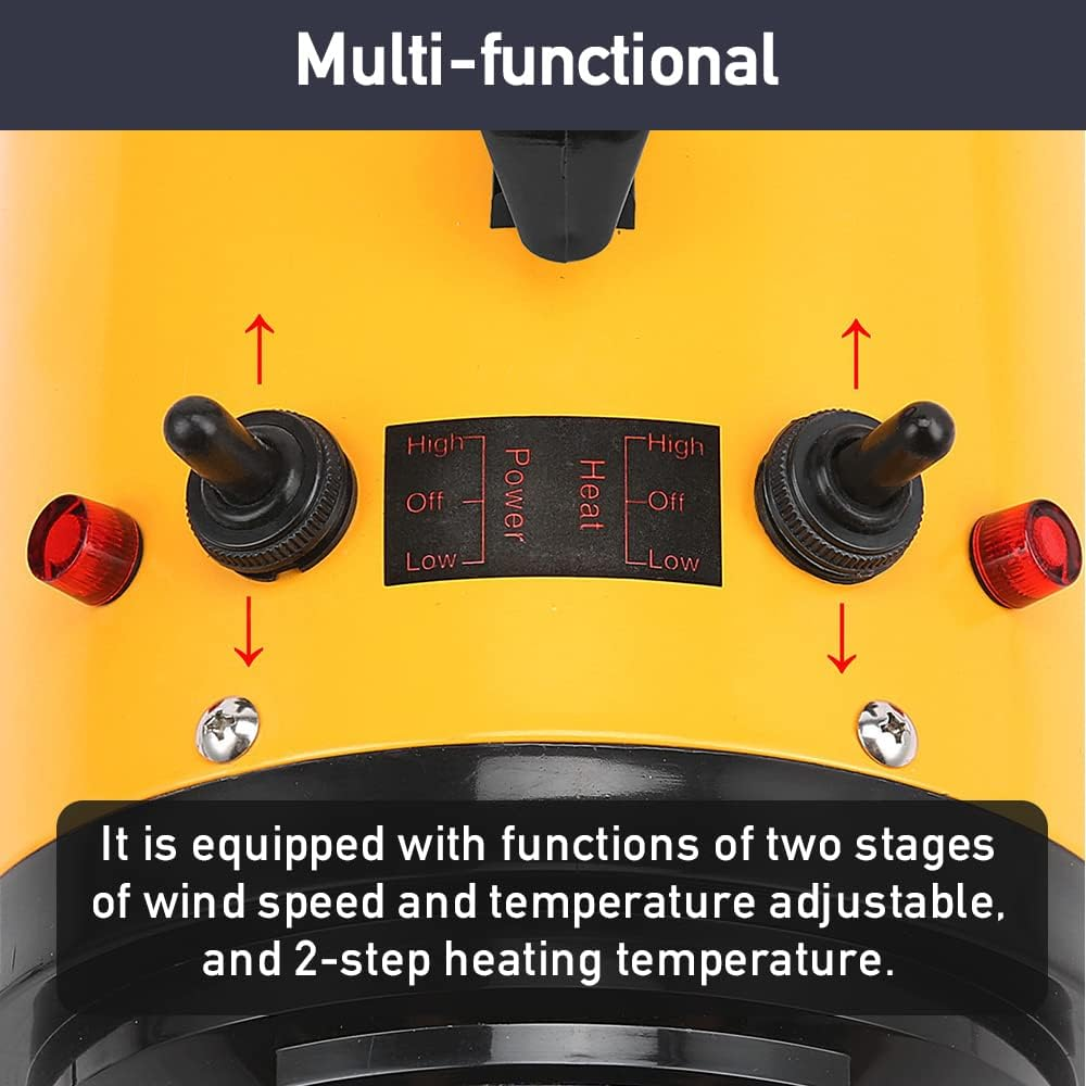 VOLKWELL 3200W/4.3HP Pet Grooming Dryer, Adjustable Speed & Temperature Control Yellow Dog Blow Dryer, High Velocity Dog Hair Dryer with 4 Nozzles（Yellow image number 3