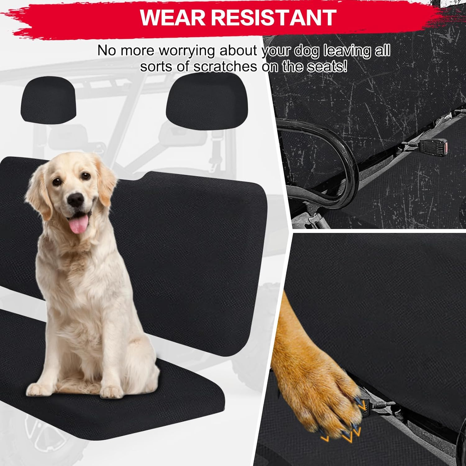 Smotrcc UTV Ranger Seat Covers Compatible with Polaris Ranger 500 700 800 2002-2008, Heavy Duty 1680D Waterproof PU Coating Ranger Seat Cover(4 PCS) image number 3