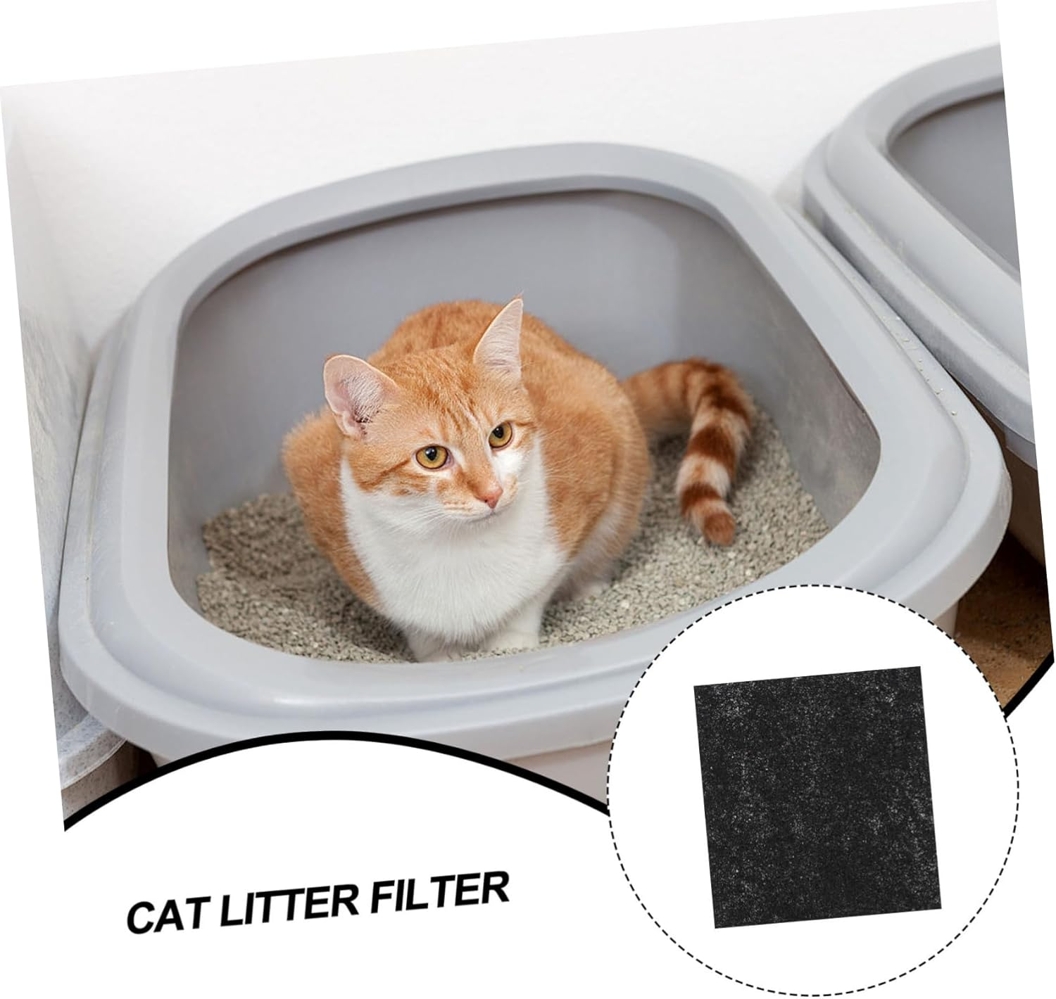 Minkissy 24Pcs Charcoal Tablets Pet Litter Box Mat Replacement Filters for Cat Litter Box Odor Absorber Pad