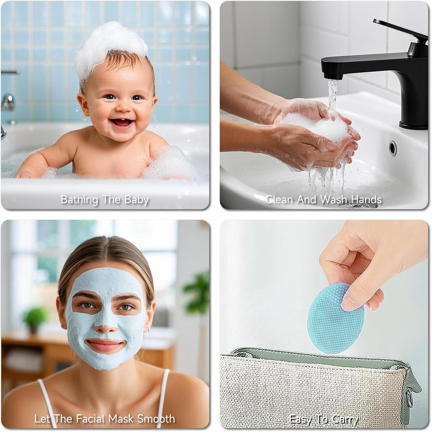 LMXMGRG 6Pcs Silicone Face Scrubber Kit Facial Cleansing Brush Manual with Lip Exfoliator Brush Face Mask Brush for Skin Care image number 1