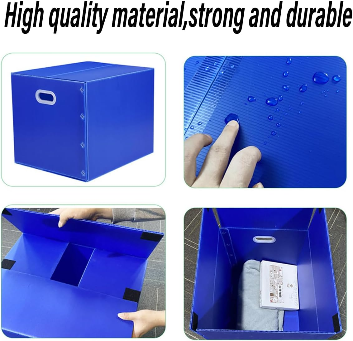 AIMALL Large Capacity Foldable Plastic Storage Box, Waterproof Moving Organizer with Handles, Sturdy PP Material for Home, Office, Warehouse, Available in 30X40Cm, 40X50Cm, 50X70Cm image number 4
