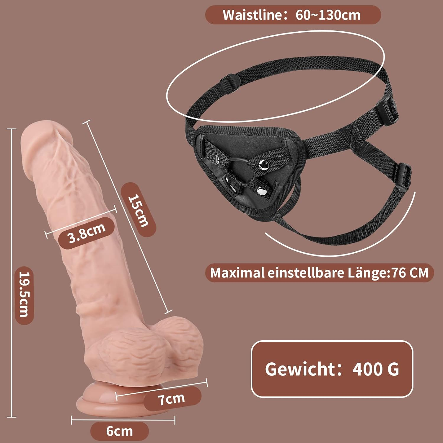 Greenpinecone Strap on Strap-On Silicone Sex Toy with Suction Adjustable Harness Toy for Men Women Couple image number 2