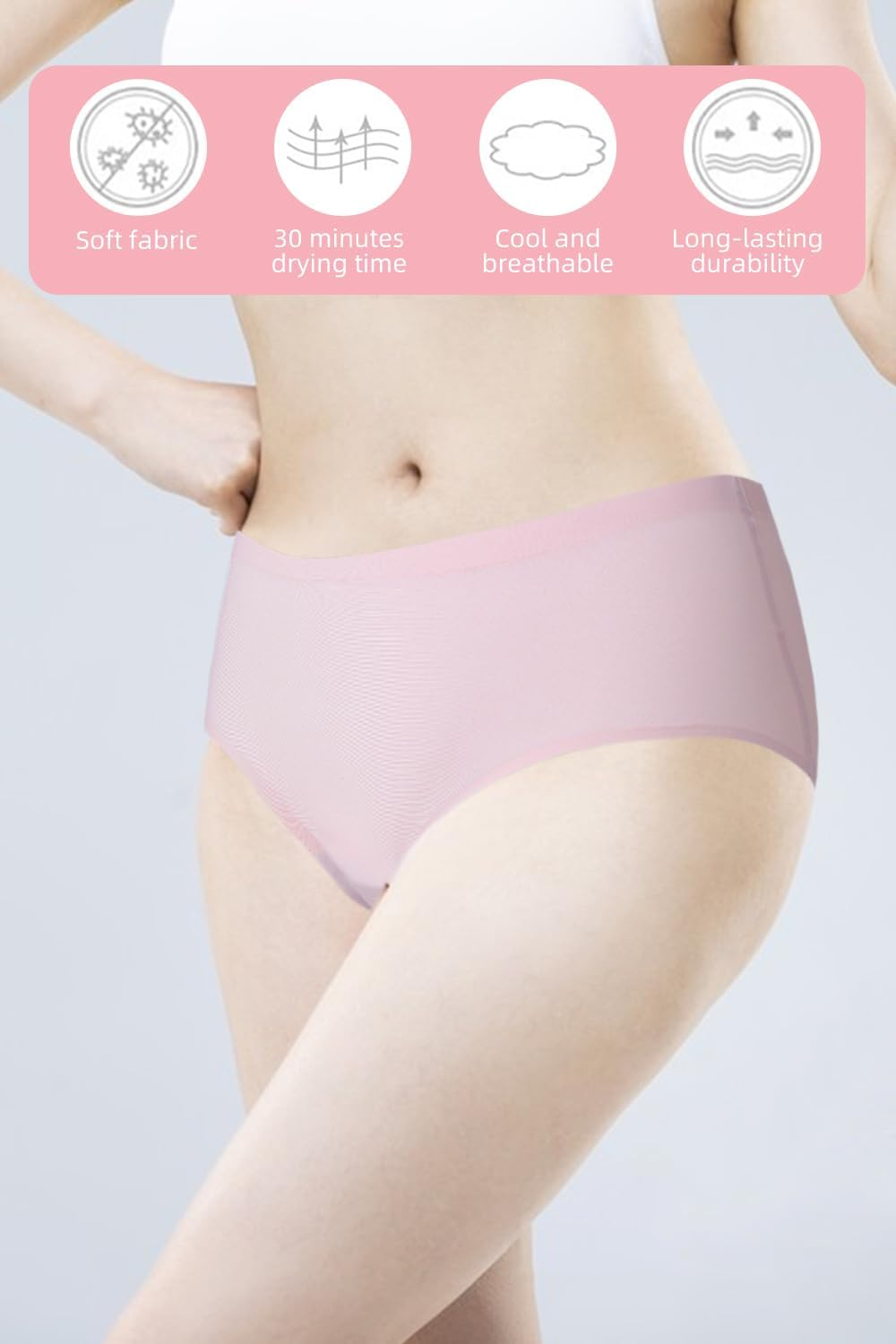 SAMYIKOU 5 Pack Women&rsquo;S Seamless Underwear Stretch Invisibles Hipster Briefs Comfortable Ice Silk Soft Breathable Panties image number 5