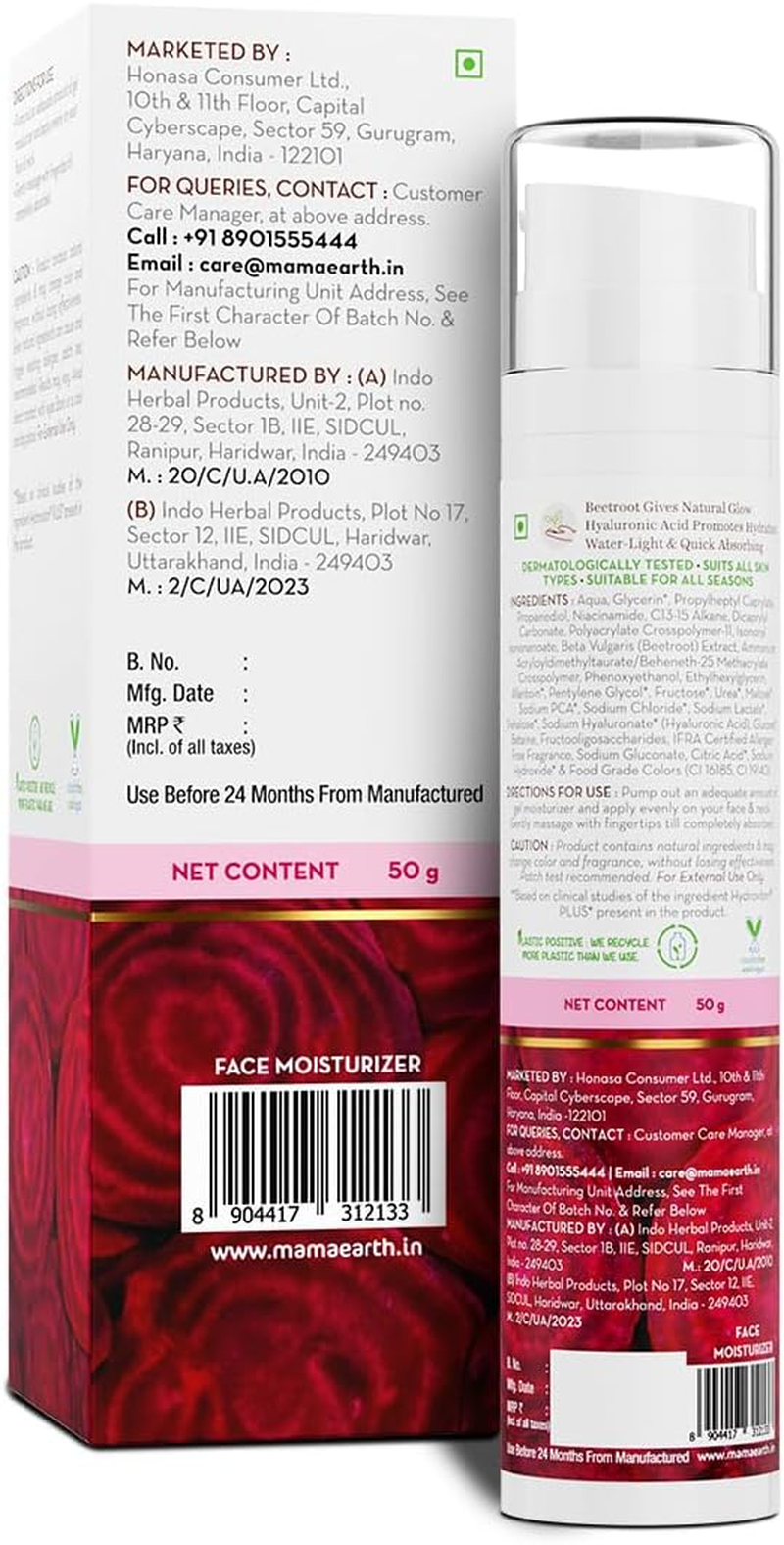 Mamaearth Beetroot Moisturiser Lotion, 50Ml, Hyaluronic Acid, 48 Hour Hydration, Oil-Free Formula image number 5