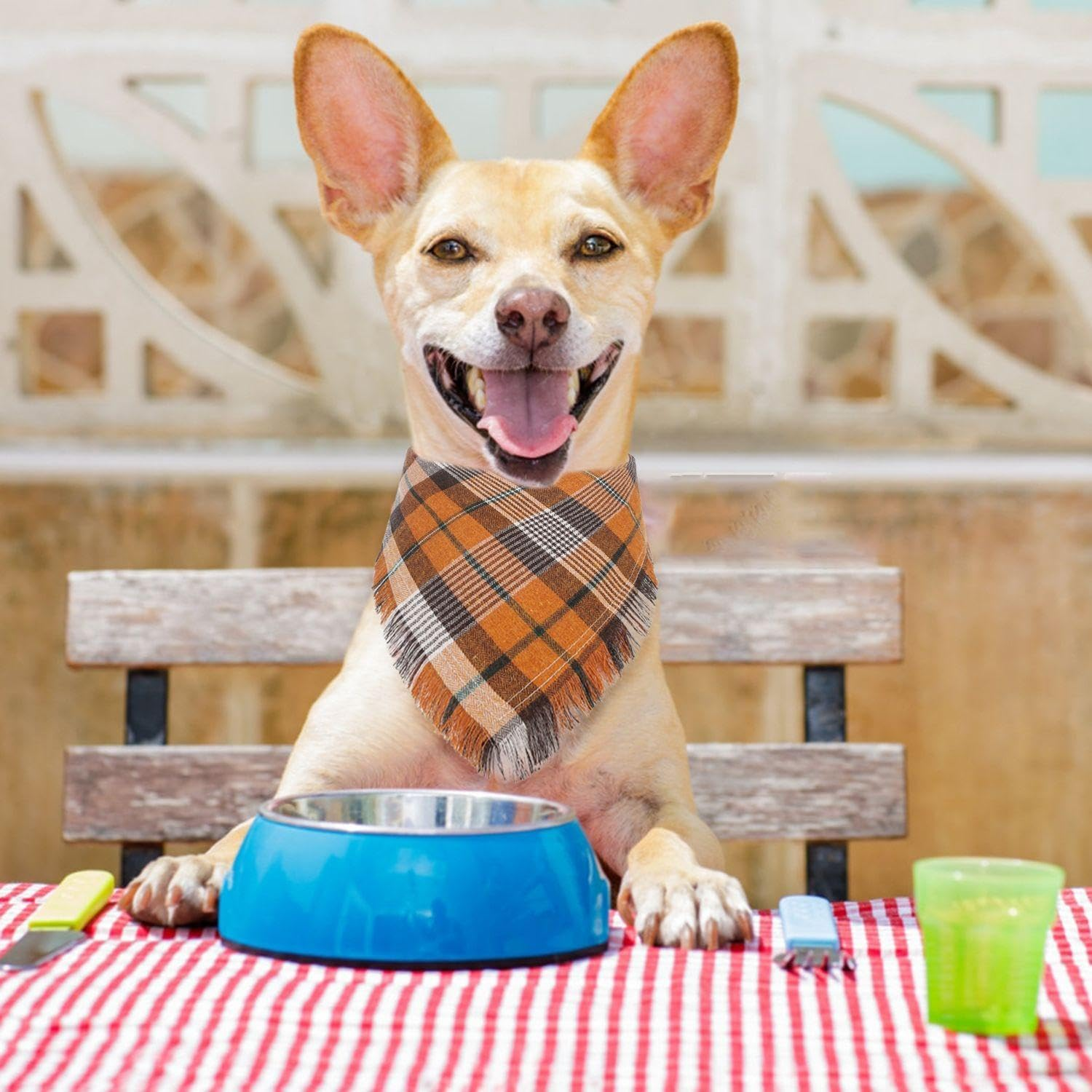 GTYHH 1PC Pet Scarf Puppy Plaid Pet Scarf Personalized Dog Scarf Warm Dog Scarf image number 4