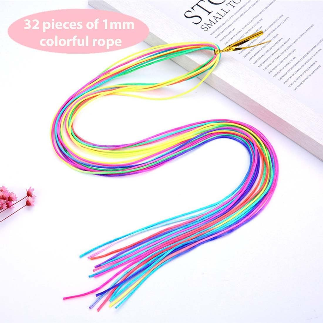 Pack of 32 Hair Braids Colourful Hair Wrap Cord Various Gradient Colours Hair Rope Band Rainbow Braided Hair Scrunchie DIY Ponytail Braids Hair Styling Accessories for Women Girls Hair Strands