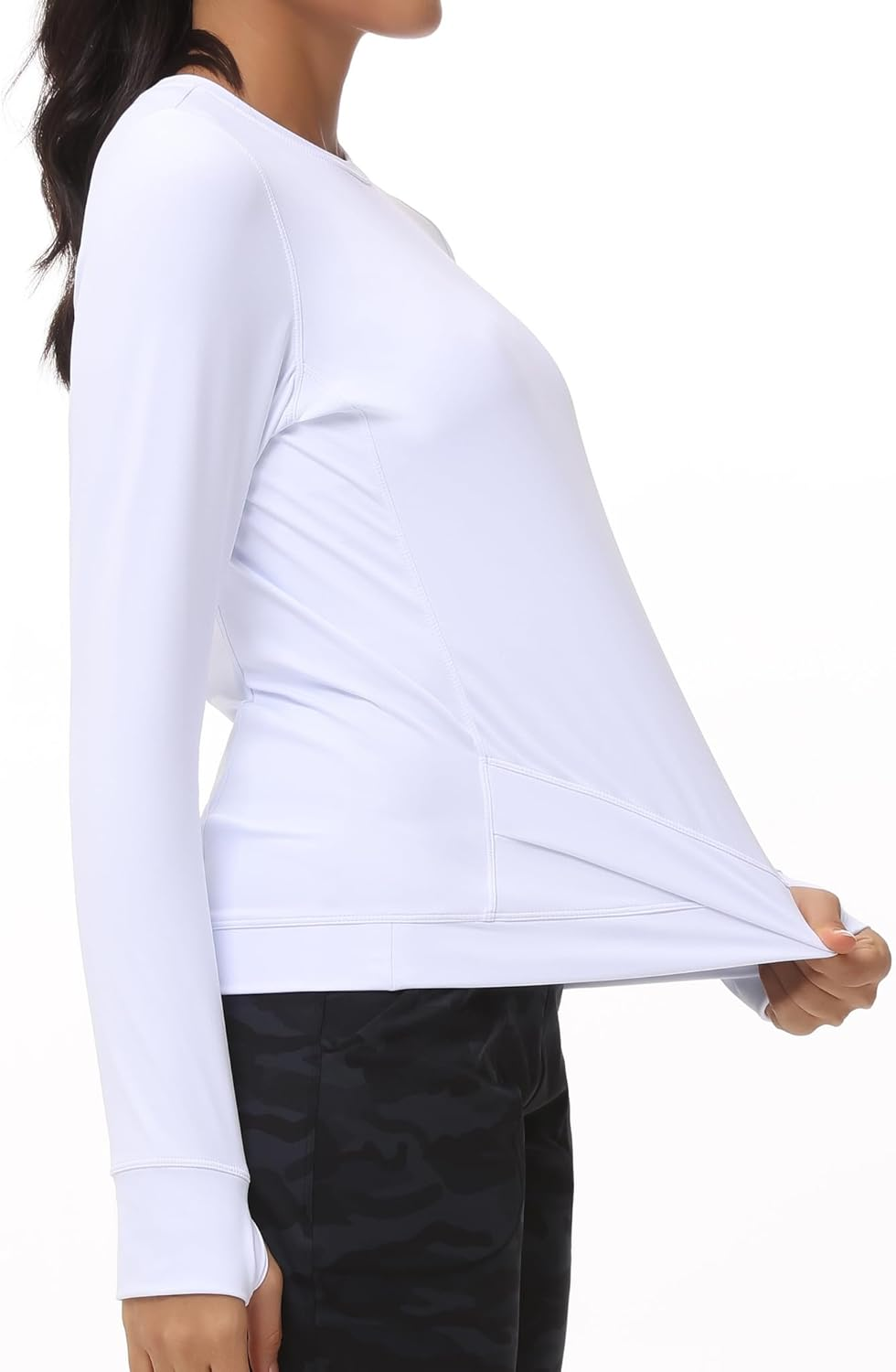 THE GYM PEOPLE Women'S Long Sleeve Compression Shirts Workout Tops Cross Hem Athletic Running Yoga T-Shirts with Thumb Hole