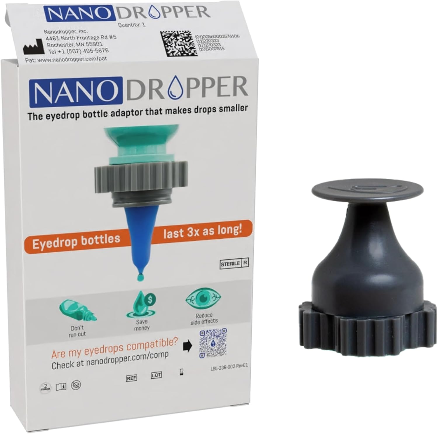 NANODROPPER Adaptor for Eyedrop Bottles - Volume Reducing Adaptor to Extend Bottle Life - SIZE 15 image number 6