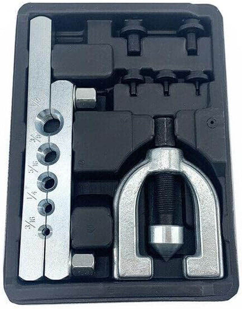 AIMALL Double Flaring Tool Kit with 5 Adapters 3/16" to 1/2", Single and Double Flare Brake Line Tool for Copper, Aluminium, and Soft Steel Tubing image number 2
