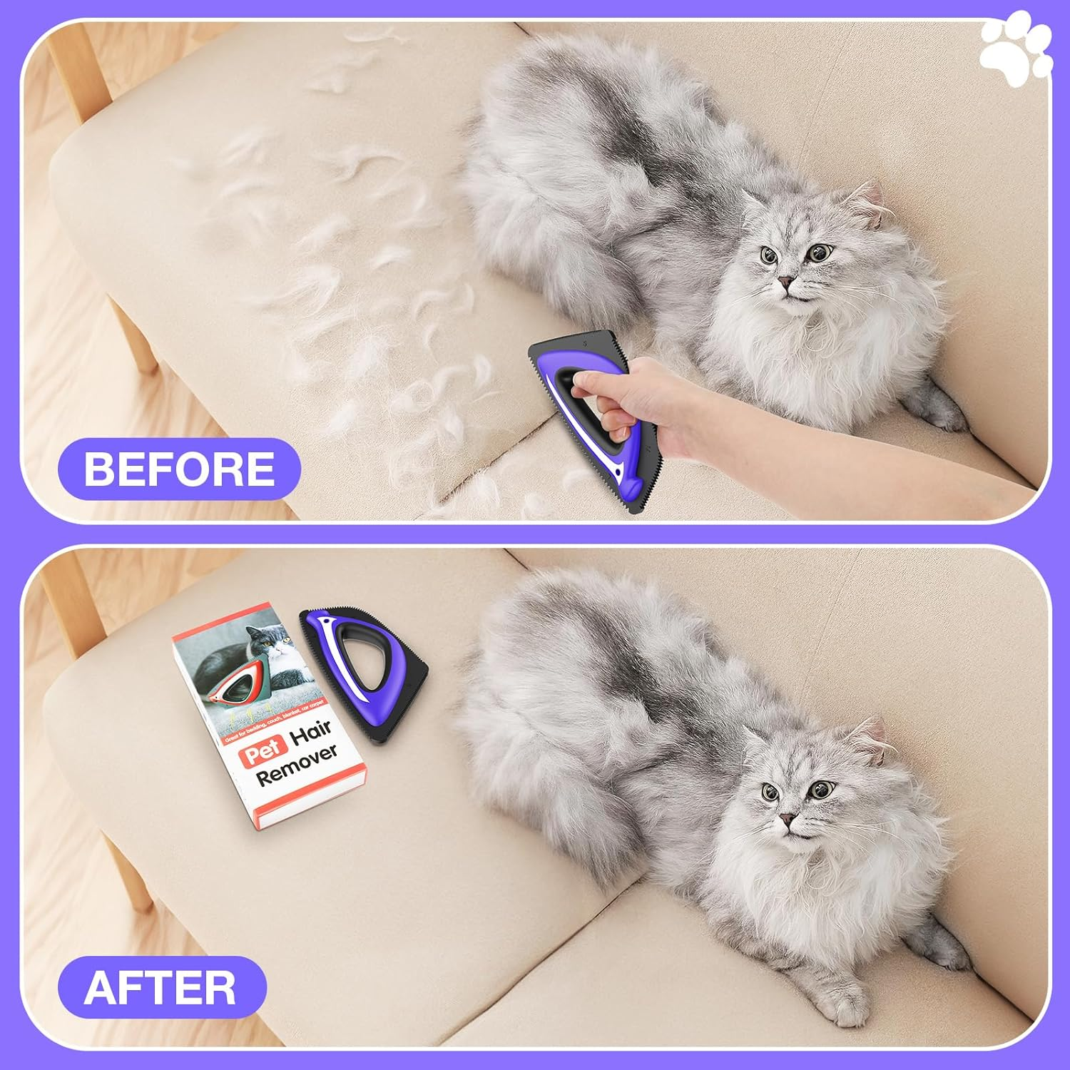 Pet Hair Remover for Car Detailing Supplies,Mini Carpet Dog Hair Remover for Car Interior, Couch, Furniture, Clothes Heldhold Reusable Fur Remover Tool for Dog Cat (Blue) image number 2