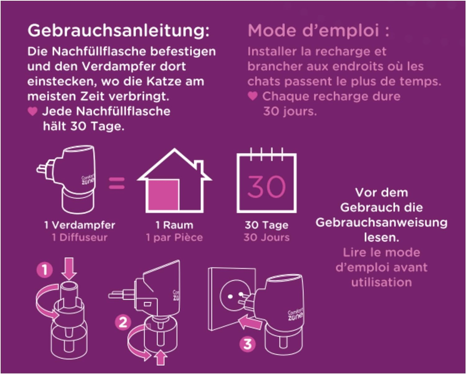 Eco Pack of 4 Refills for Comfort Zone Diffuser (120 Days) &ndash; Pheromones: Reduces Stress, Urinary Marking, Scratching and Other Problematic Behaviors. image number 3