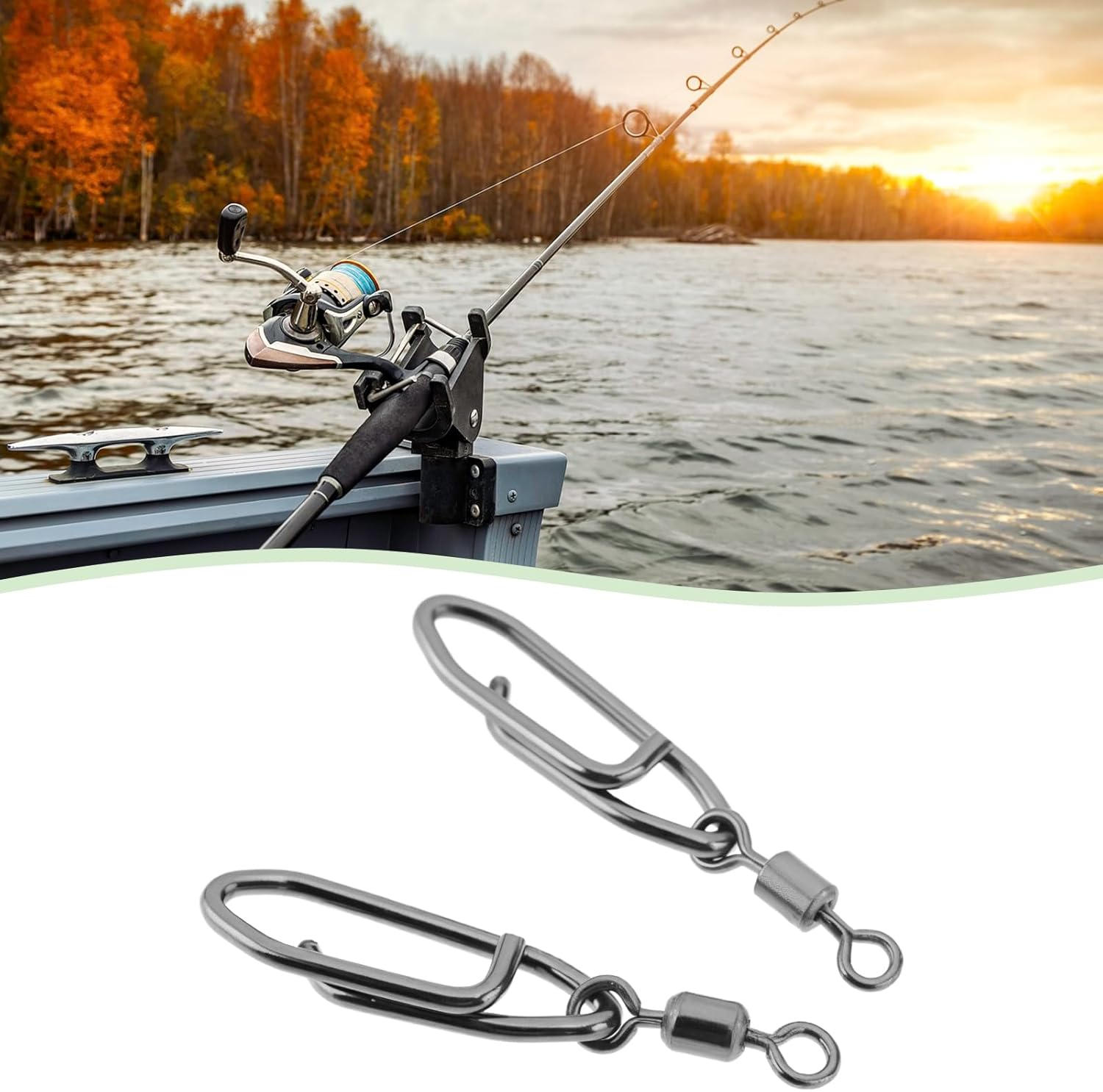 OTOTEC 50Pcs 360 Degree Smooth Rotation Stainless Steel Fishing Clips with Barrel Swivel Quick Change Speed Clip Snaps 2# 3# 4# 7# 8# image number 6