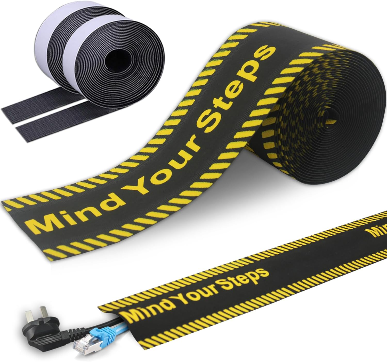 20 Feet Floor Cable Covers,Wire Storage Cover Used to Protect the Cable,Cord Cover with Adhesive Tape for Carpet,Tiles,Wooden Floors and Any Floor Surface (Gray) image number 2