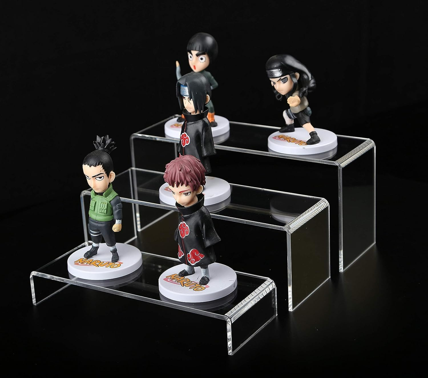 3 Pcs Clear Acrylic Display Stand 3 Tiers Rectangular Clear Acrylic Risers Collectibles Jewelry Display Shelf Display Shelves Cupcake Dessert Stand (Style A) image number 3