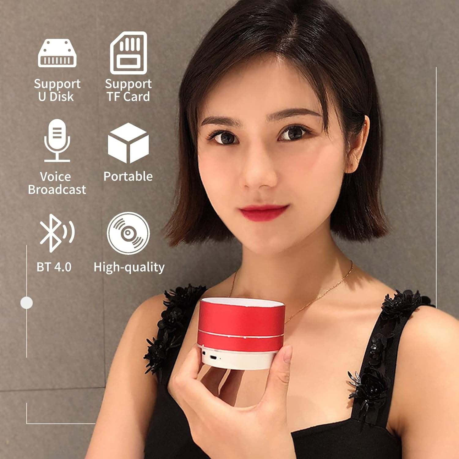 Oimzzr BT Speaker with 7-Color Lights Small Wirel Speaker Portable USB Rechargeable Speaker for Travel S Home Office Gold image number 4