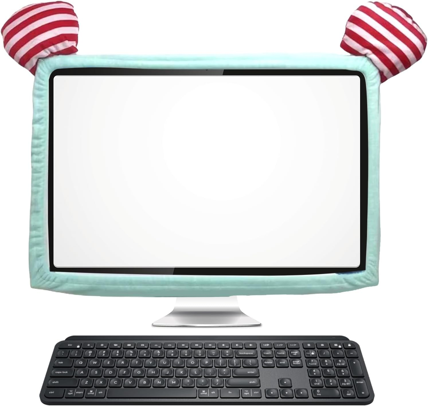 Reignsword Lovely Computer Monitor Cover, 20''-29'' Cute Striped Elastic Monitor Dust Cover, TV LCD Screen Monitor Decoration for Tablet (Green)