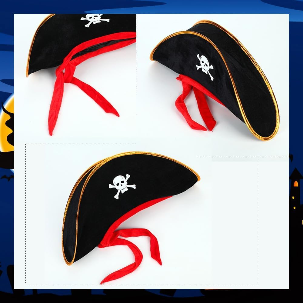 Pirate Hat Eye Patch,Costume Accessory for Pirate Masquerade Party, for Kids and Adults Captain Costume