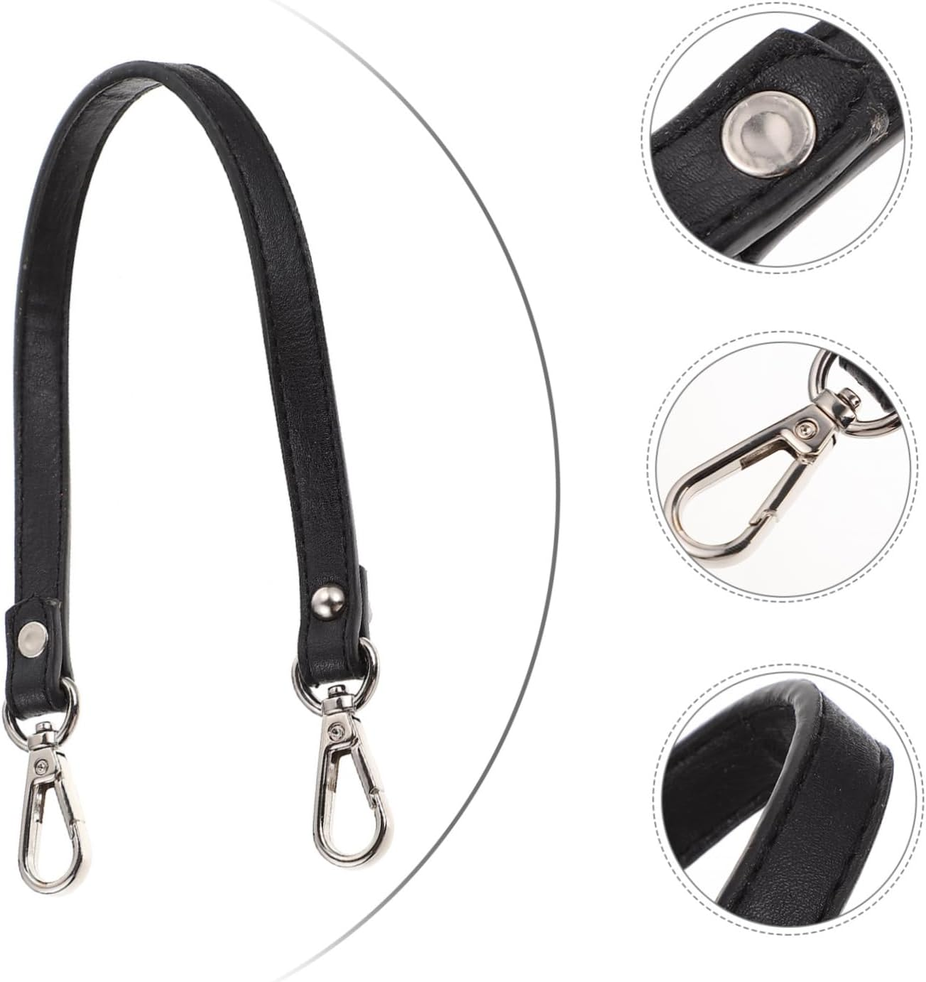 STOBOK Pu Leather Purse Strap with Silver Buckle, DIY Shoulder Bag Replacement Belt for Women, Short Handbag Handle for Crafting and Purse Making Accessories - Silver image number 4
