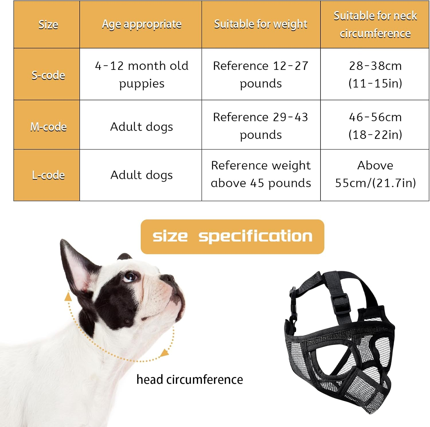 French Bulldog Muzzle, Mesh Dog Muzzle for French Bulldog, German Shepherd and Dogue De Bordeaux (Black, S) image number 3