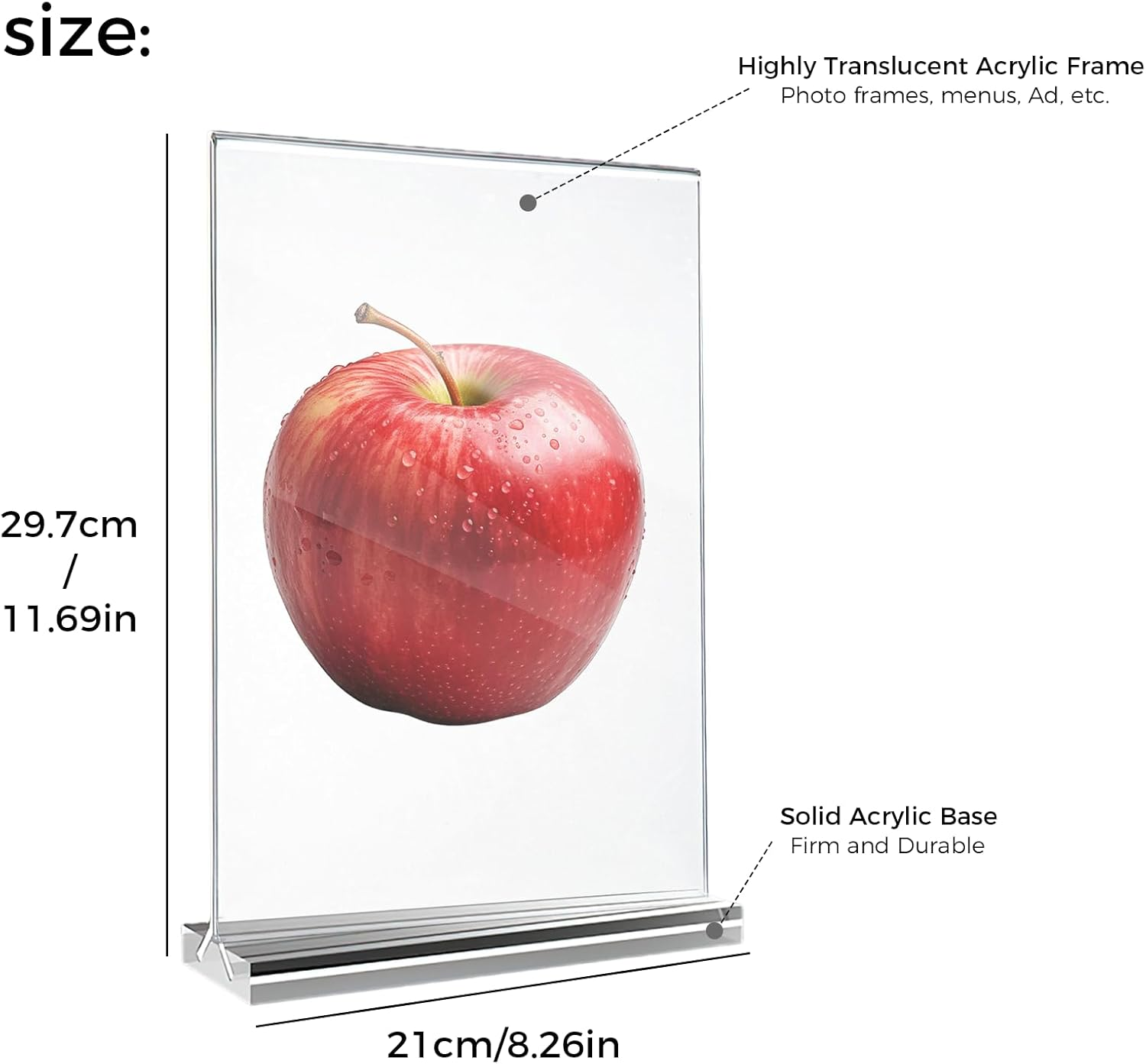 4 Pack Acrylic Sign Holder A4 Size, Double Sided Display Clear Tabletop Plastic Sign Holder, for Wedding Reception, Menu, Party Decoration, Picture Frames image number 1