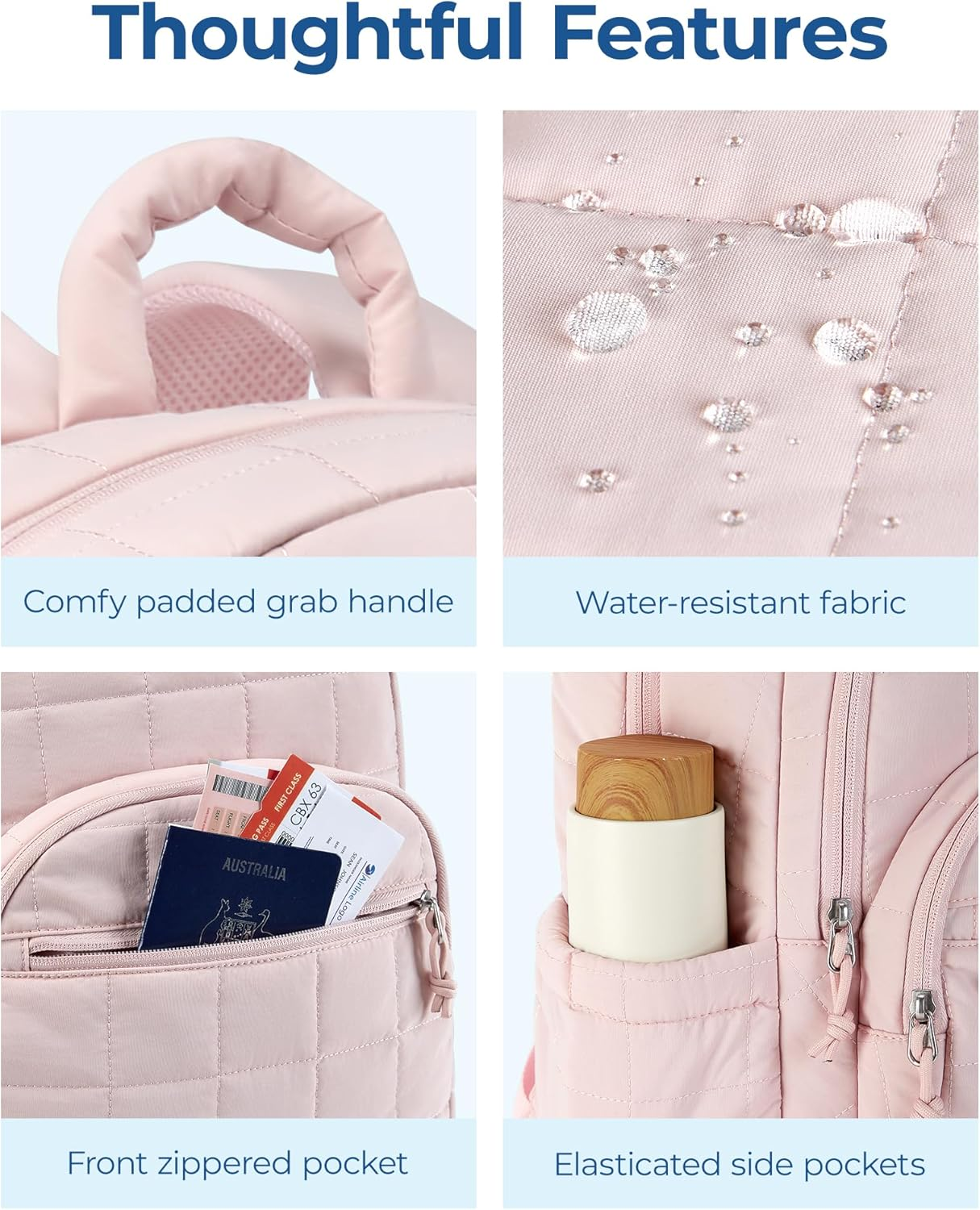 BAGSMART College Laptop Backpack, Travel Laptop Backpack for Women, Quilted Casual Daypack image number 1