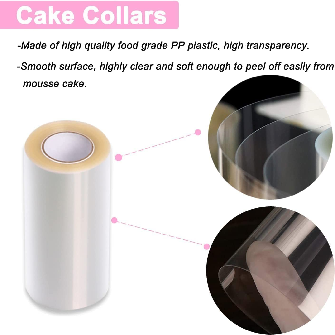Cake Collar Cake Roll,1Pc Transparent Cake Rolls,Acetate Cake Collar,Transparent Chocolate Mousse Collar,Clear Acetate Roll,Mousse Cake Sheets, Acetate Cake Sheet,Clear PET Cake Roll image number 2