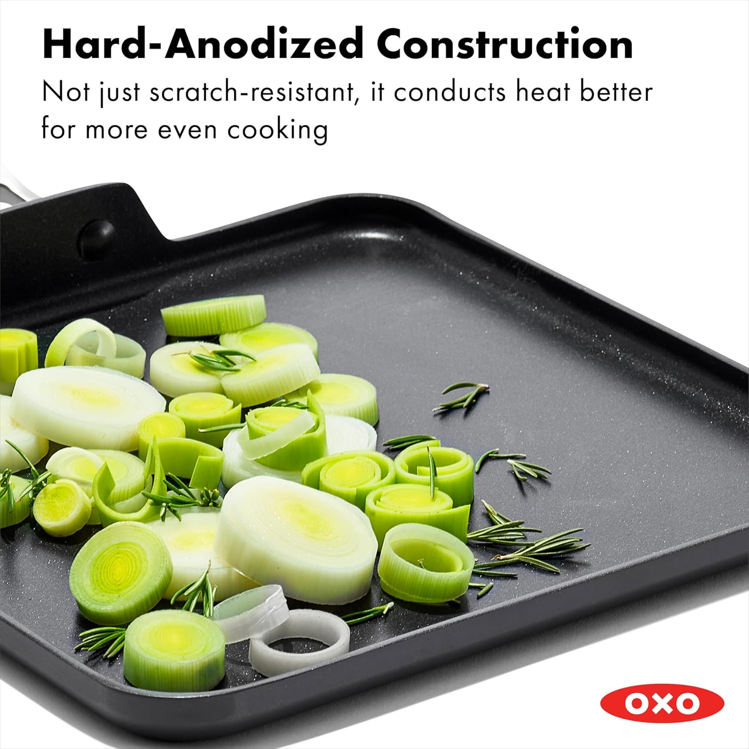 OXO Good Grips Pro 11" Griddle Pan, 3-Layered German Engineered Nonstick Coating, Dishwasher Safe, Oven Safe, Stainless Steel Handle, Black image number 3