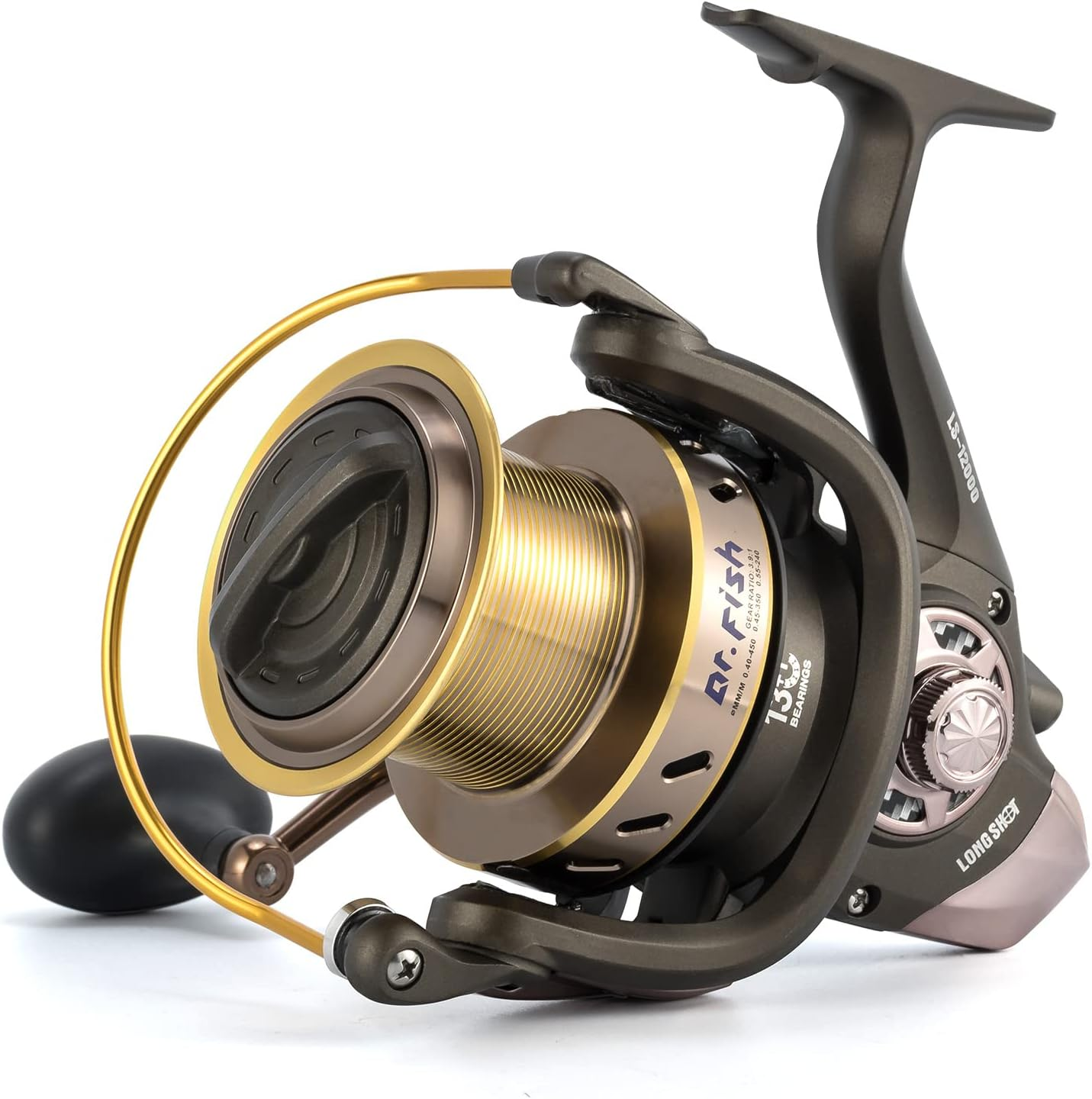 Dr.Fish Saltwater 10000/12000 Spinning Reel Surf Fishing Heavy Duty Long Casting Ultra High Capacity Offshore 13+1 BB image number 5