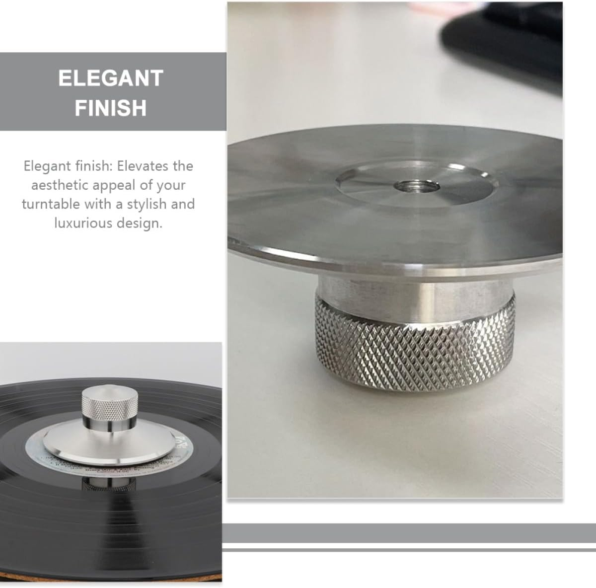 UTHCLO Aluminum Record Weight Stabilizer Low Profile Turntable Disc Clamp for Vinyl Records Advanced Vibration Reduction Sleek Design for Hifi Players and Home Audio Systems image number 5