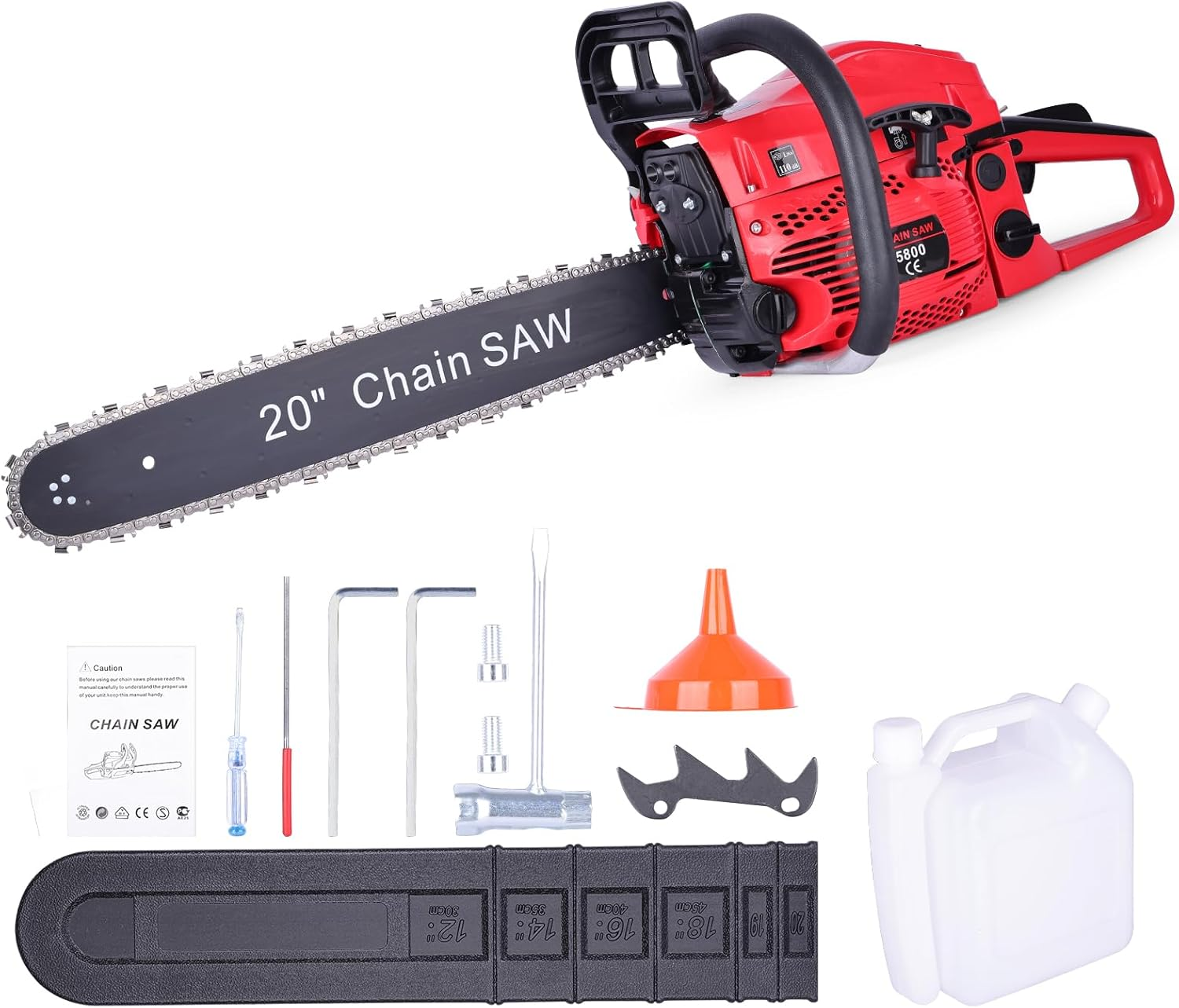 58CC Gas Chainsaw, 20 Inch Power Chain Saw, 2200W 2-Cycle Handed Petrol Chainsaws Gasoline Chainsaws Garden Tool for Cutting Trees, Wood, Outdoor Home Garden and Farm Use image number 6