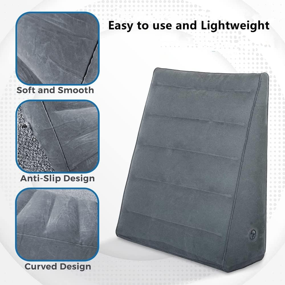 Inflatable Wedge Pillow, Portable Travel Wedge Pillow for Sleeping, Traveling, Reading, Triangle Bed Wedge Pillow, Back, Knee and Leg Support for Side and Stomach Sleepers Acid Reflux, anti Snoring image number 1