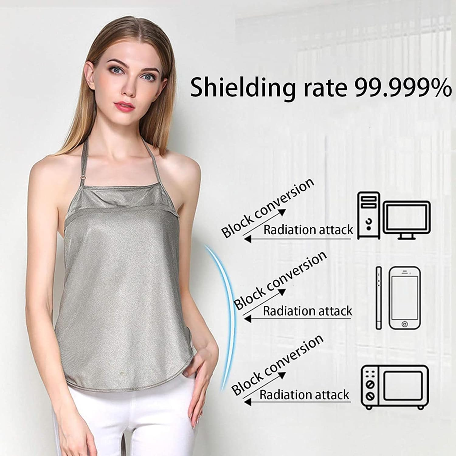 Maternity Wear, Protection Apron Wifi 5G Anti-Radiation Shield Tanks,Silver,M(Xxl) image number 3